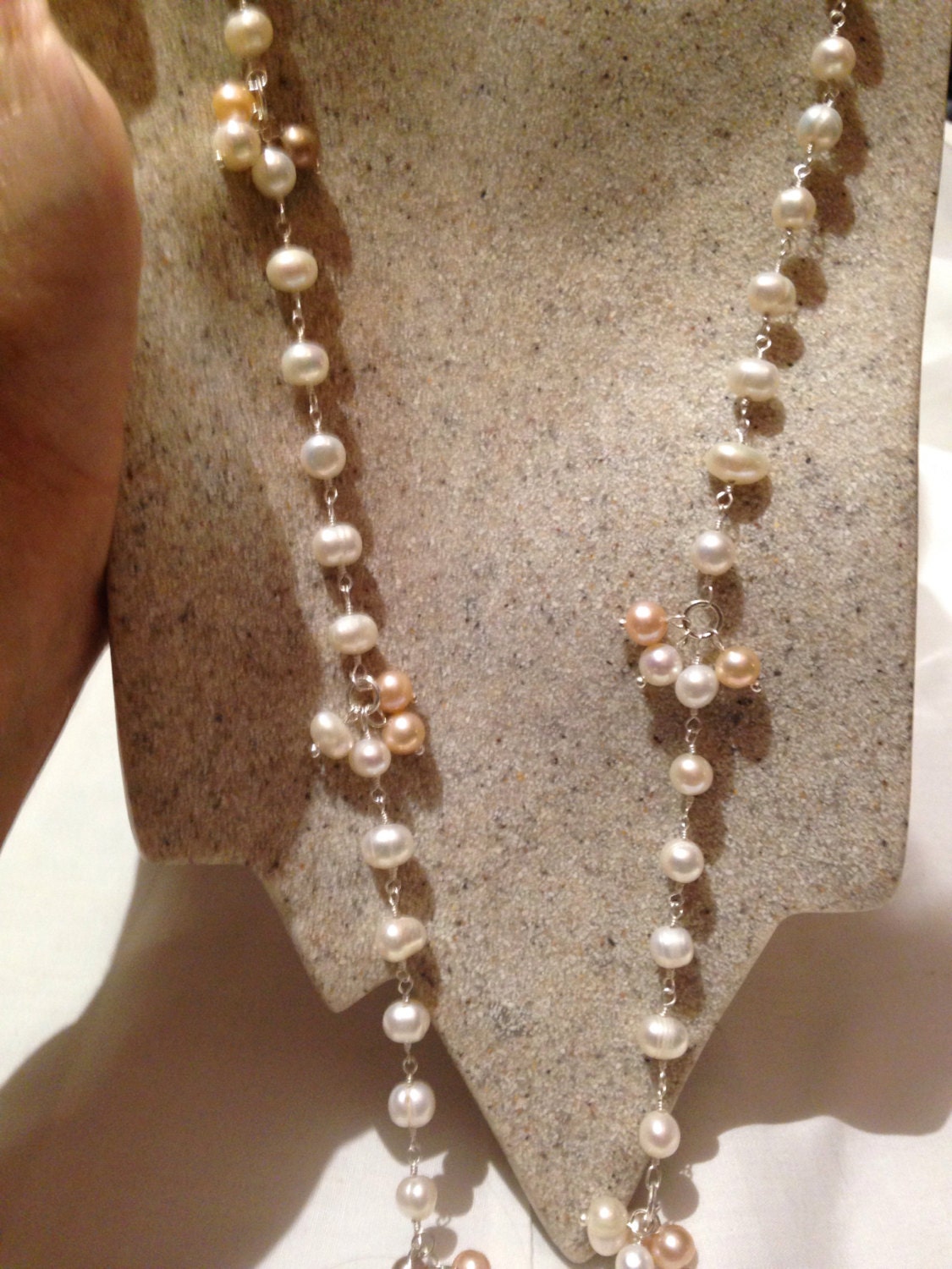 Hand Wrapped Pearl and Crystal Necklace
