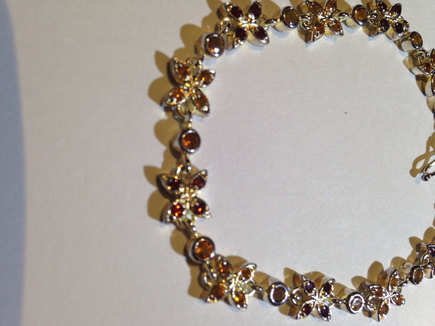 Vintage Gold Citrine Tennis Bracelet in 925 Sterling Silver
