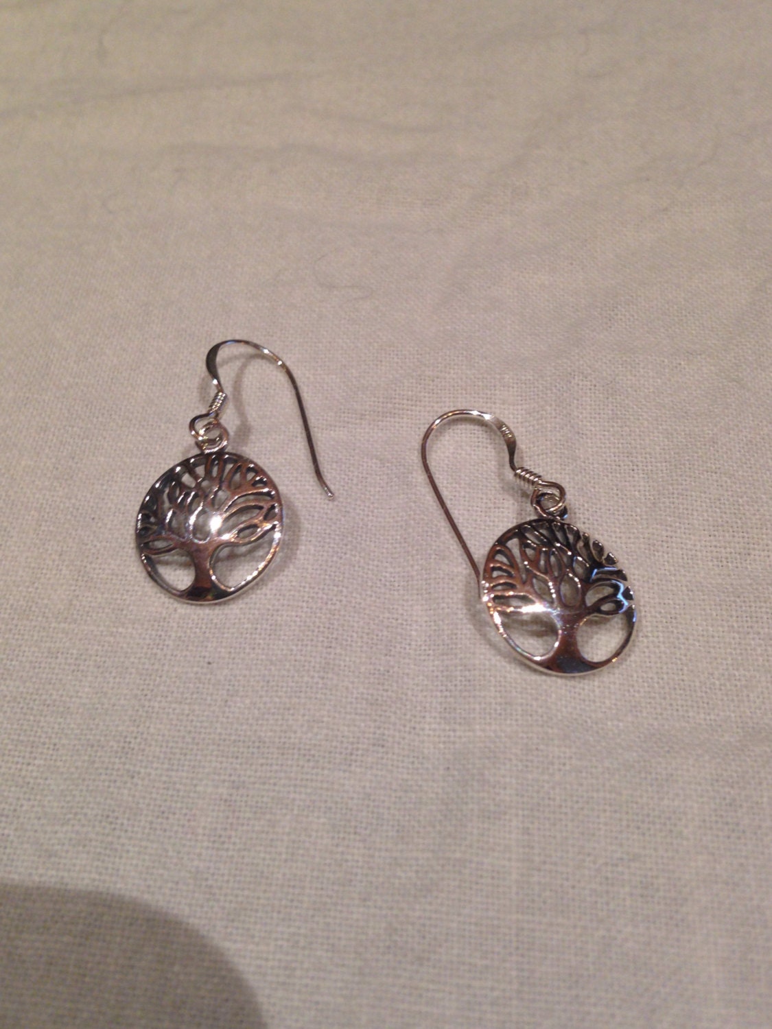 Vintage Handmade 925 Sterling Silver Tree of Life Deco Earrings