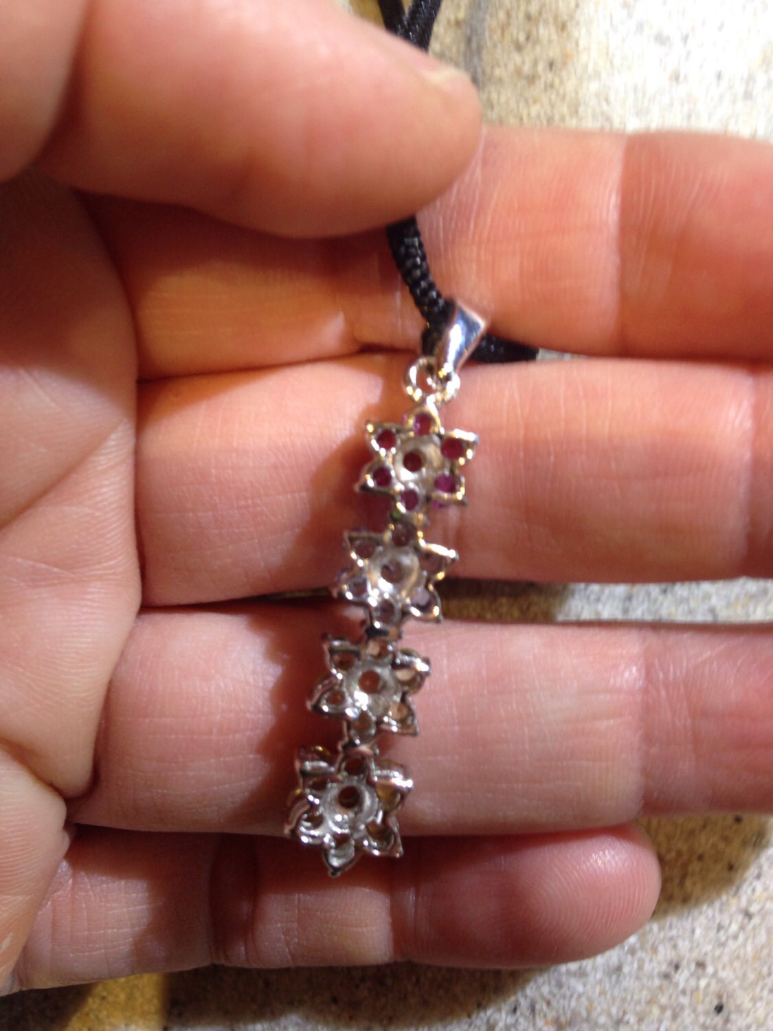 Vintage Amethyst, Peridot Blue Topaz 925 Sterling Silver Flower Necklace