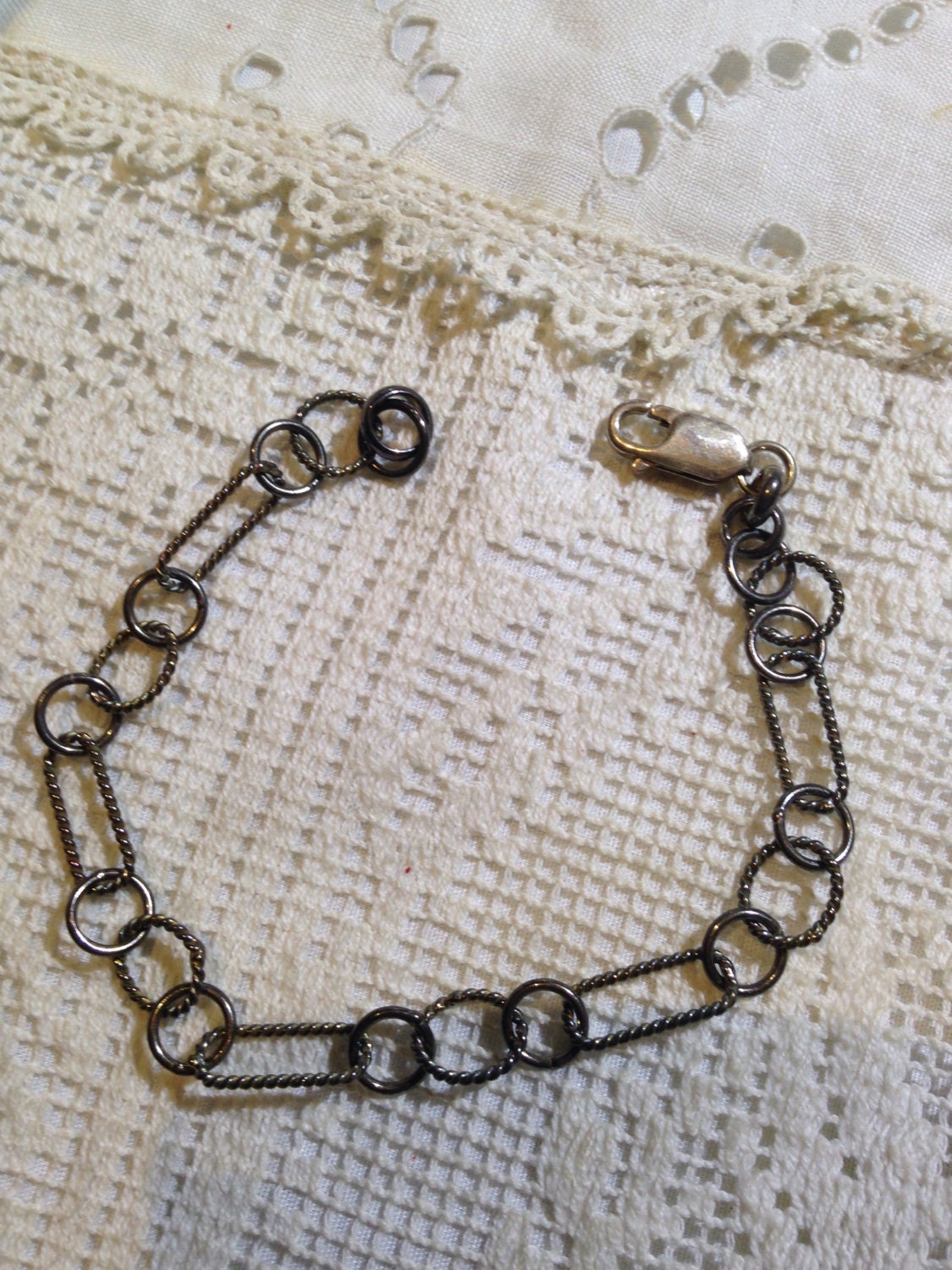 Vintage 925 Sterling SilverChain Link Charm Bracelet
