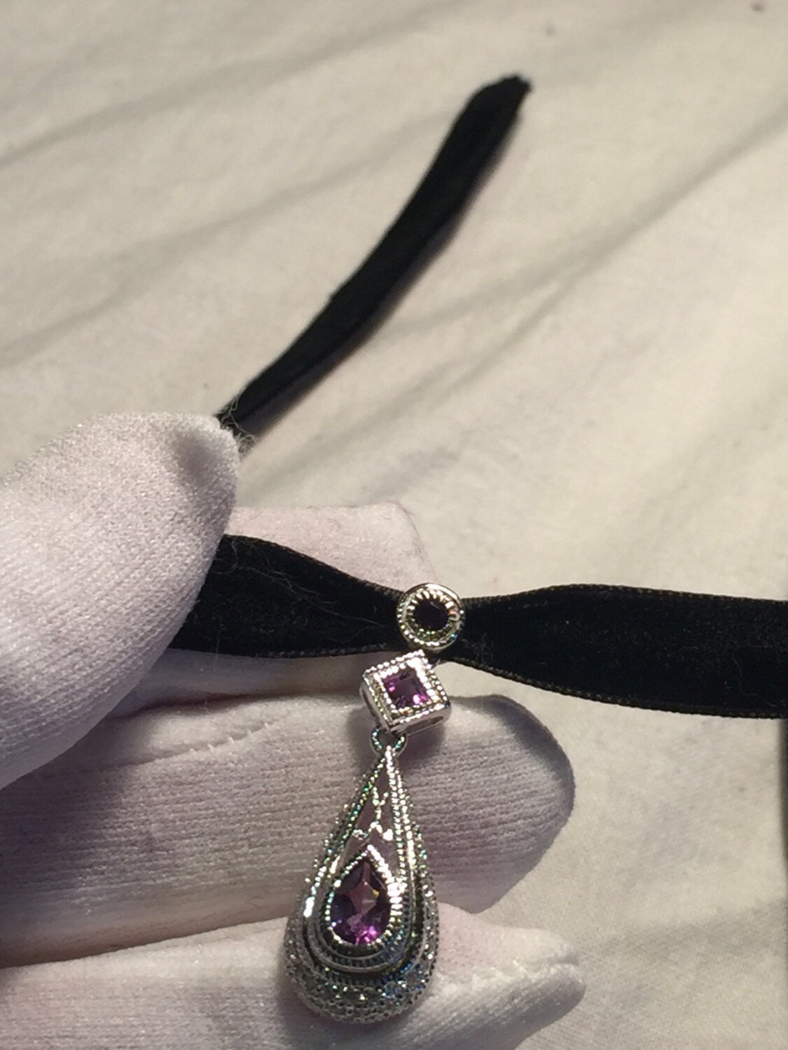 Vintage 925 Sterling Silver Purple Amethyst Pendant Necklace