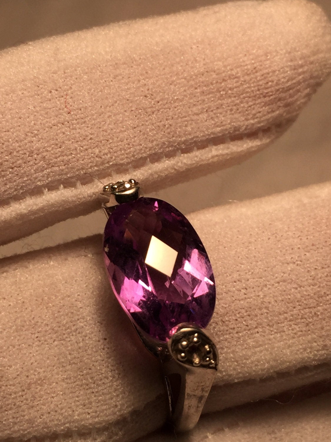 Vintage Handmade Genuine purple Amethyst Filigree setting 925 Sterling Silver gothic Ring
