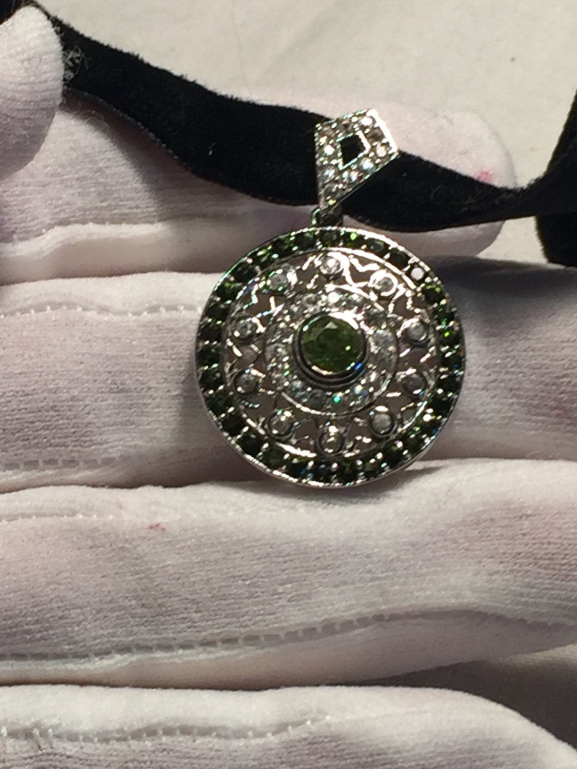 Vintage Handmade 925 Sterling Silver Genuine Peridot Pendant