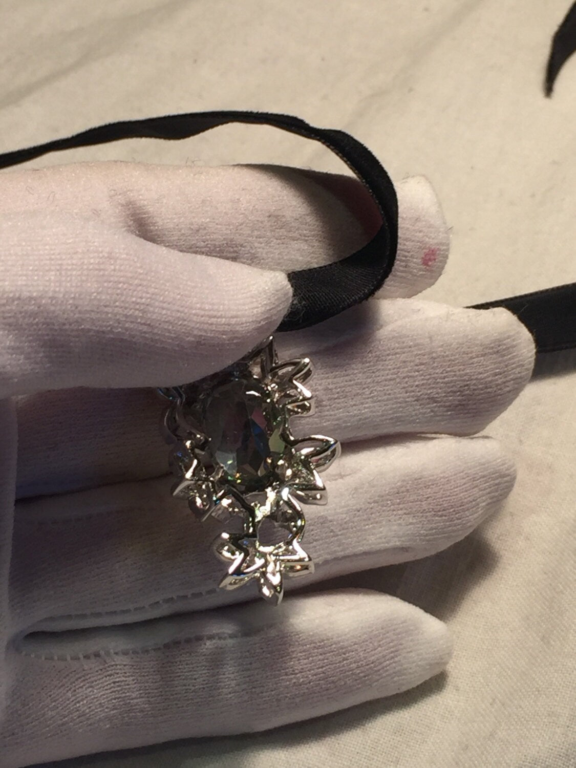 Vintage Rhodium 925 Sterling Silver Mystic Topaz and Mixed Gemstone leaf Pendant Necklace