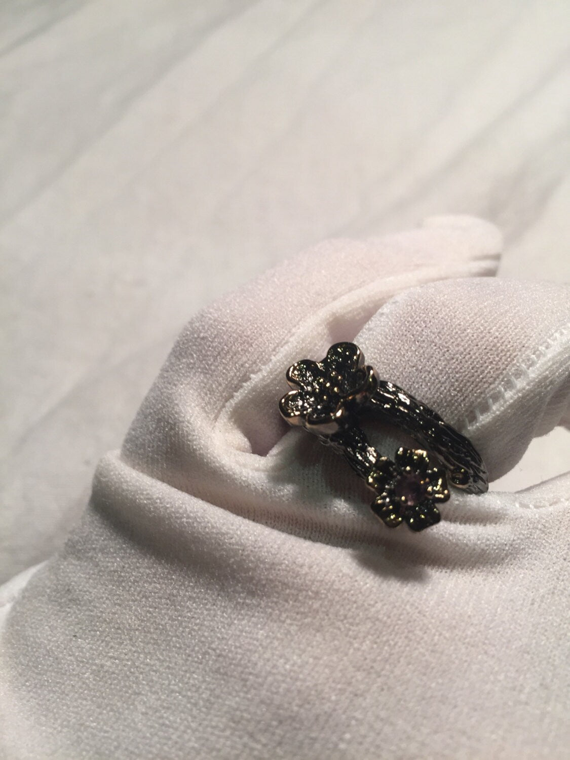 Vintage Rose Flower 925 Sterling Silver Antiqued Ring