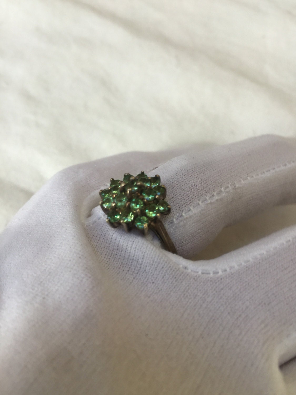 Vintage Handmade Green Chrome Diopside Filigree Setting Sterling Silver Gothic Ring
