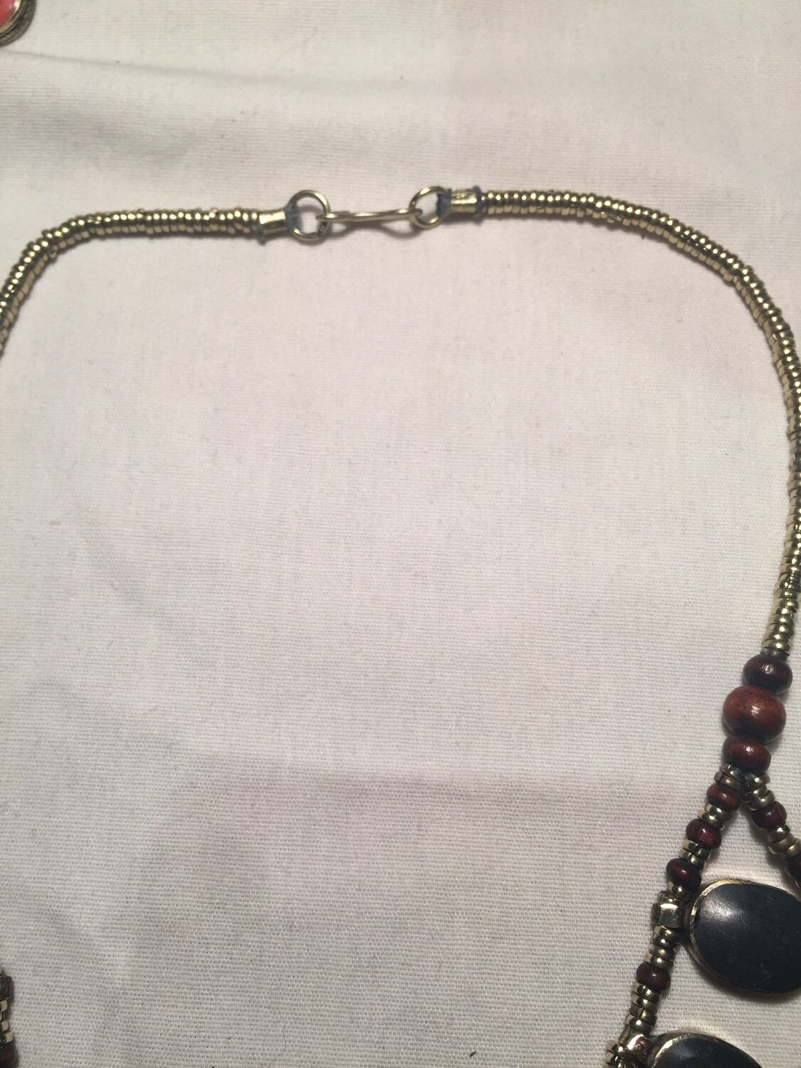 Vintage Hand Wrapped Tibetan grey Jasper Necklace.
