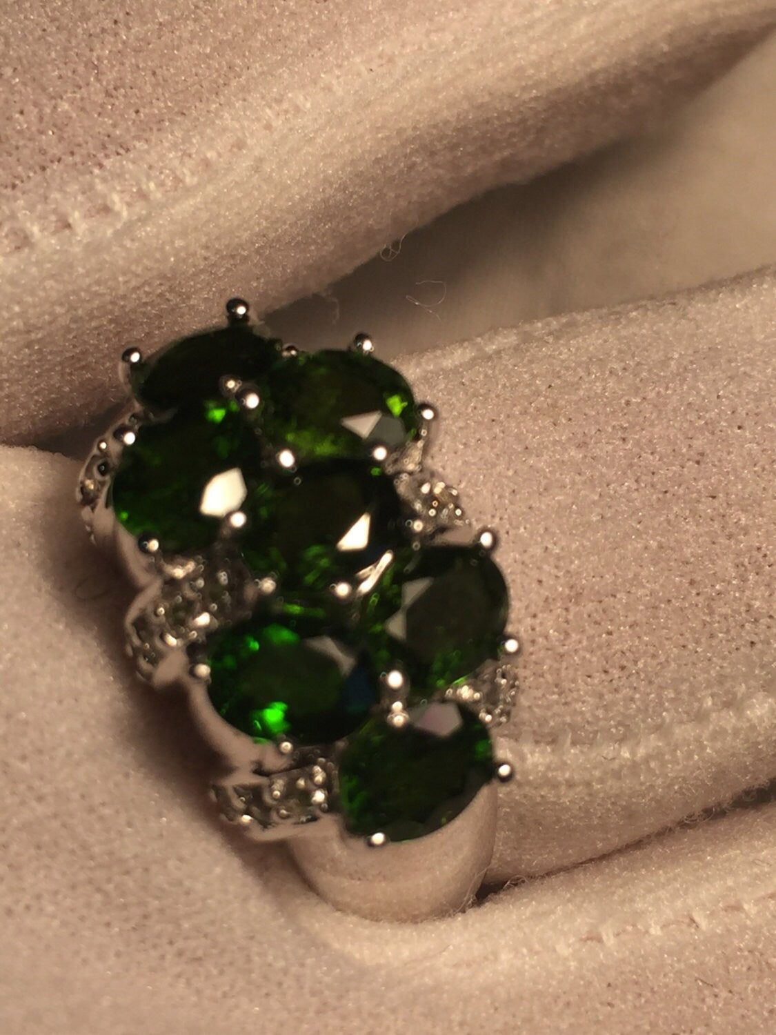Vintage Handmade Genuine Green Chrome Diopside Setting 925 Sterling Silver Ring