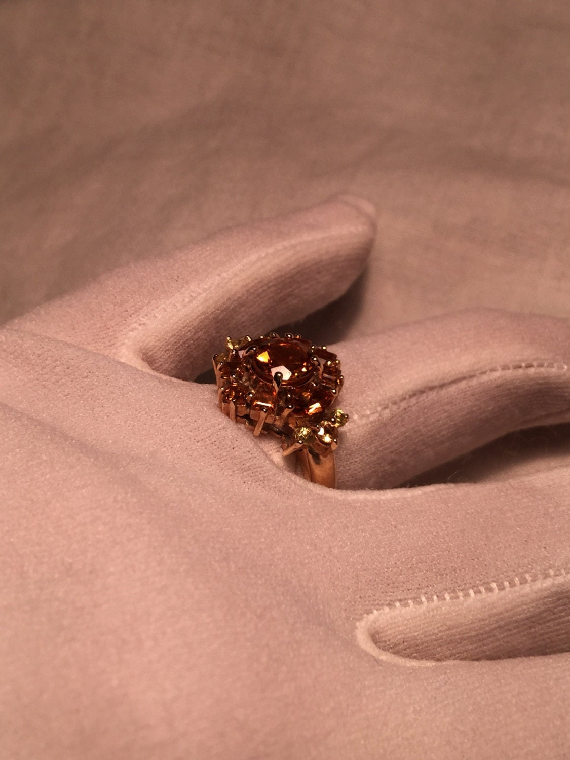 Vintage Handmade Golden Genuine Citrine 925 Sterling Silver Gothic Ring