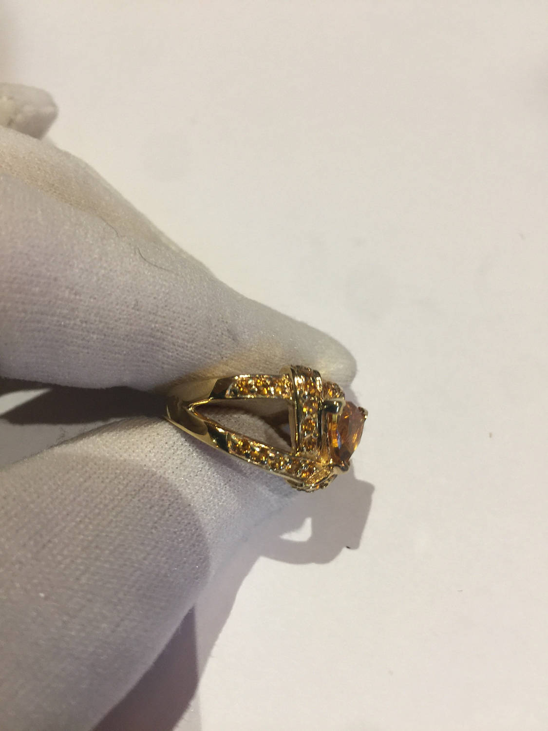 Vintage Handmade Golden Genuine Citrine 925 Sterling Silver Gothic Ring