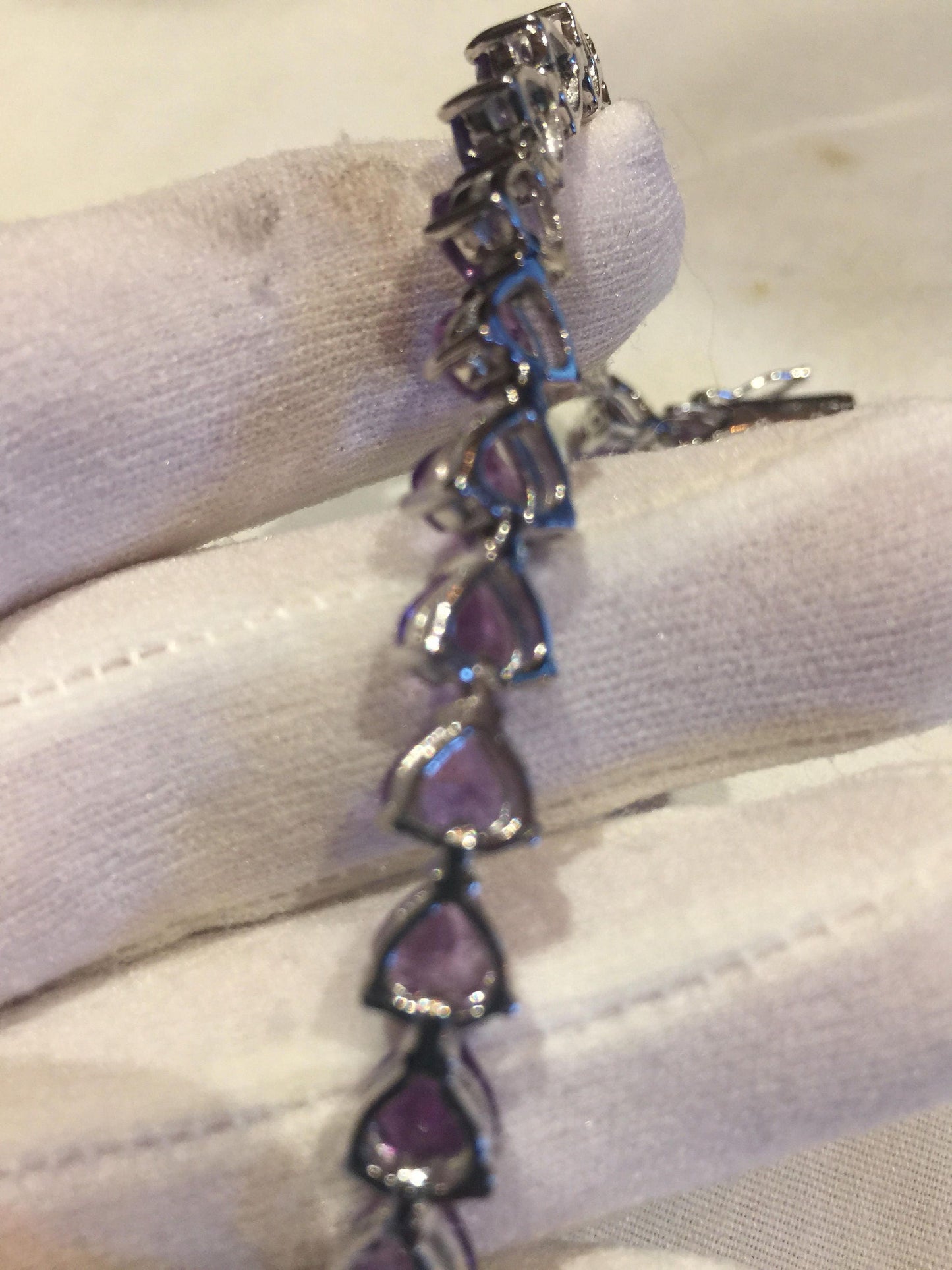Vintage Purple Amethyst Tennis Bracelet in 925 Sterling Silver