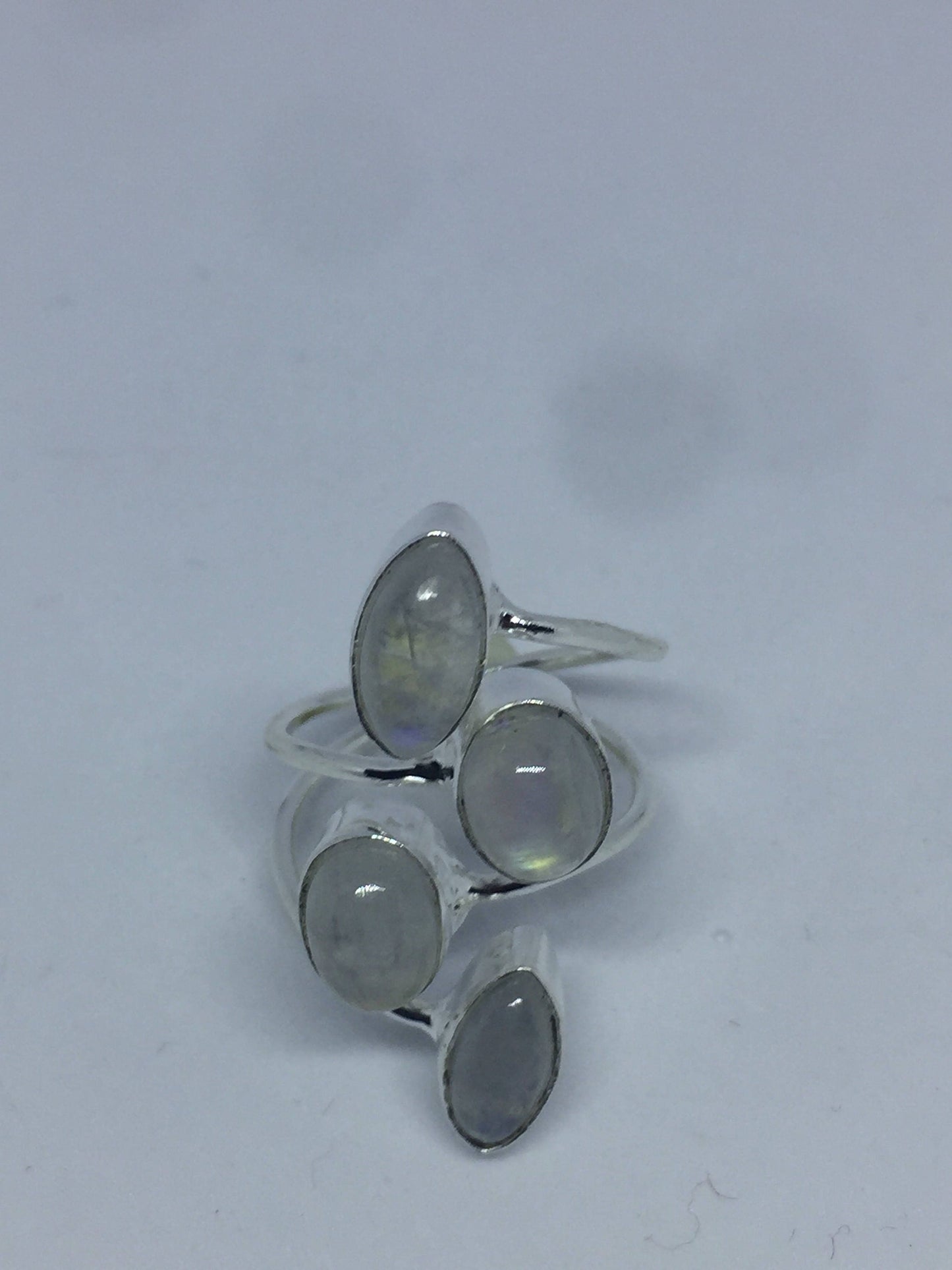 Vintage Genuine Rainbow Moonstone Adjustable Ring