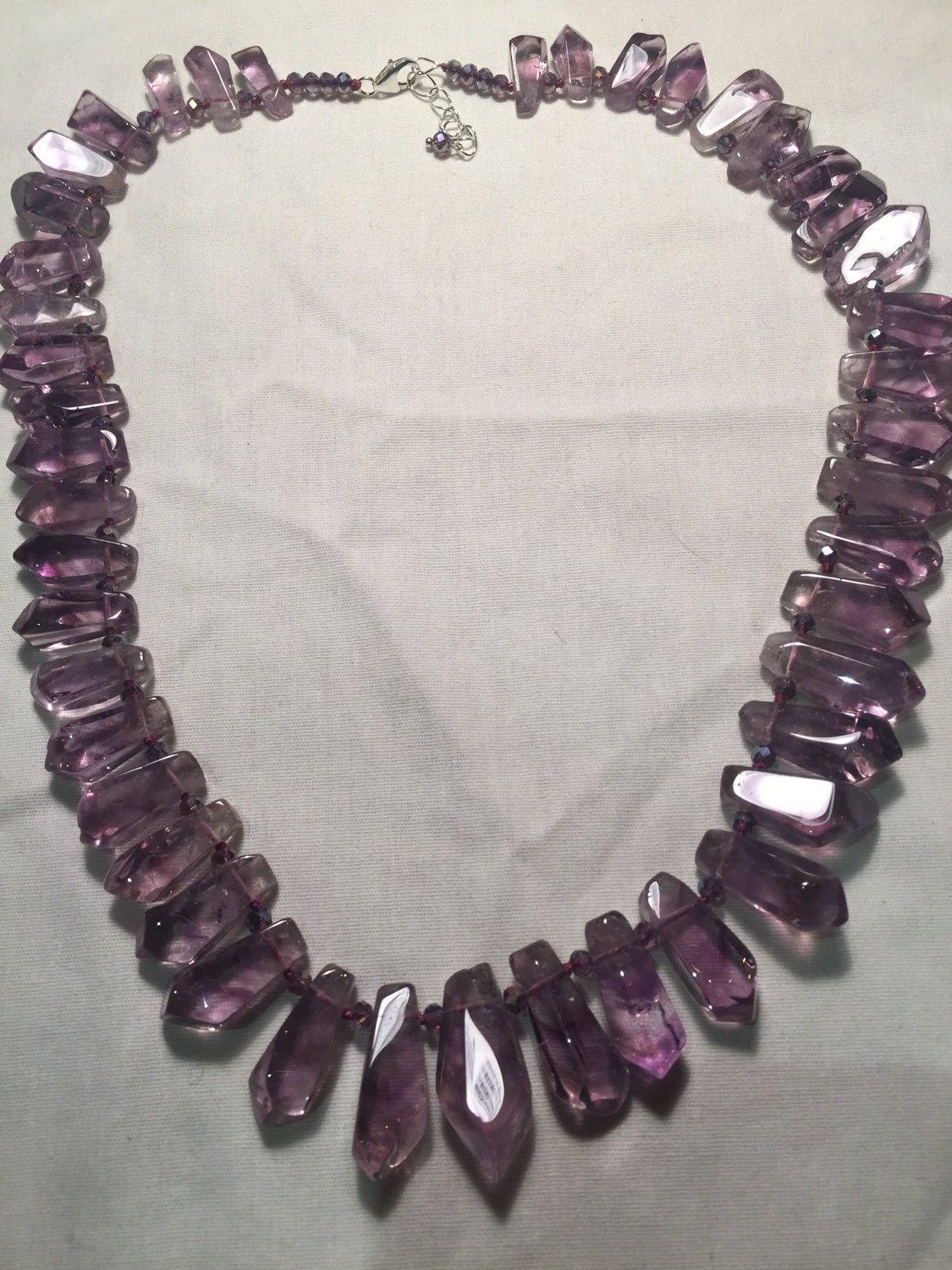 Bohemian Point Cut Droplet Deep Purple Genuine Amethyst Necklace