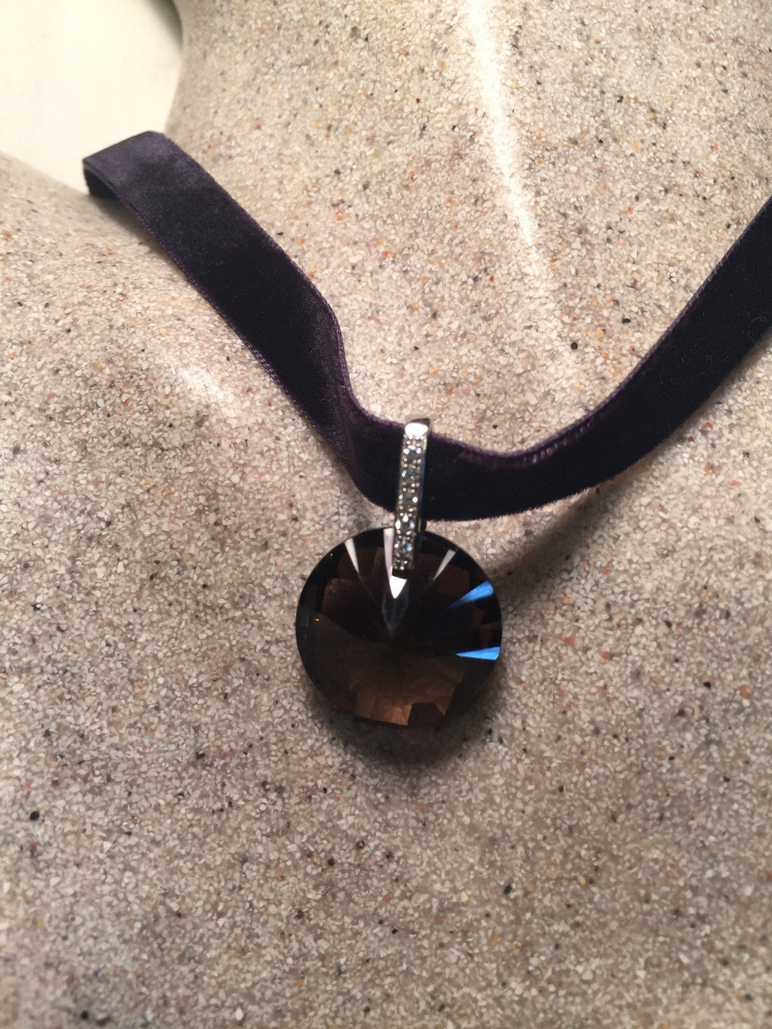 Vintage Handmade 925 Sterling Silver Smoky Quartz Pendant