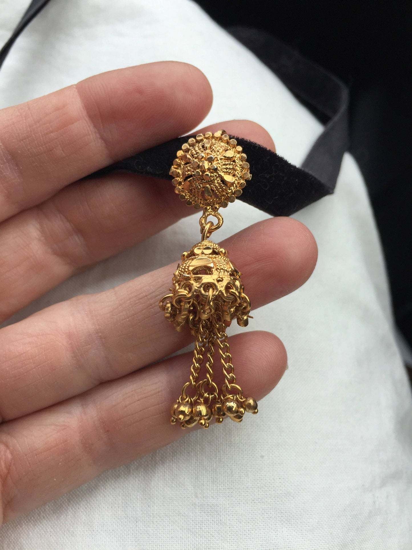 Vintage Handmade Sterling Silver Golden Indian Wedding Pendant