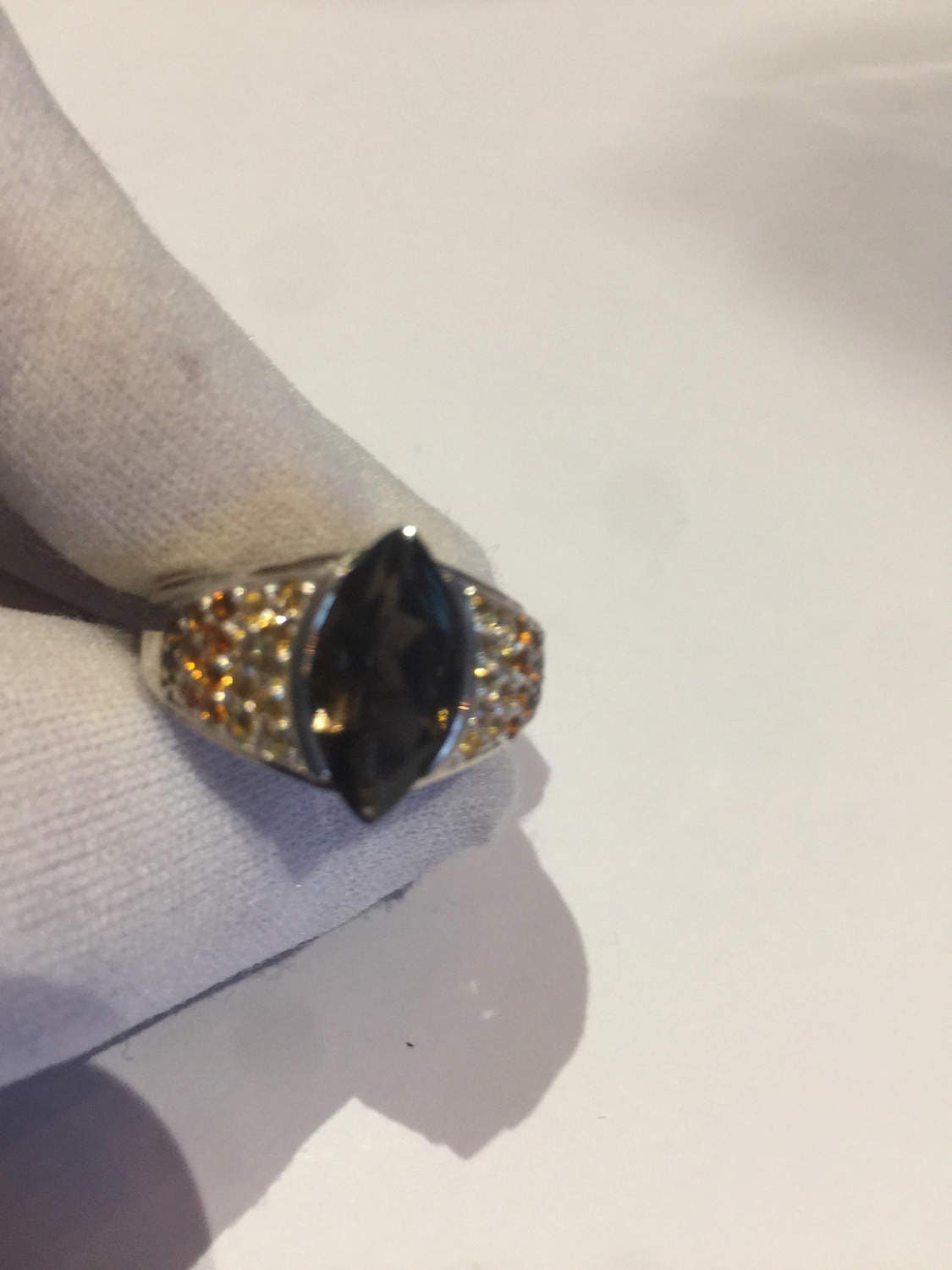 Vintage Handmade Deep Smoky Topaz Setting Sterling Silver Gothic Ring