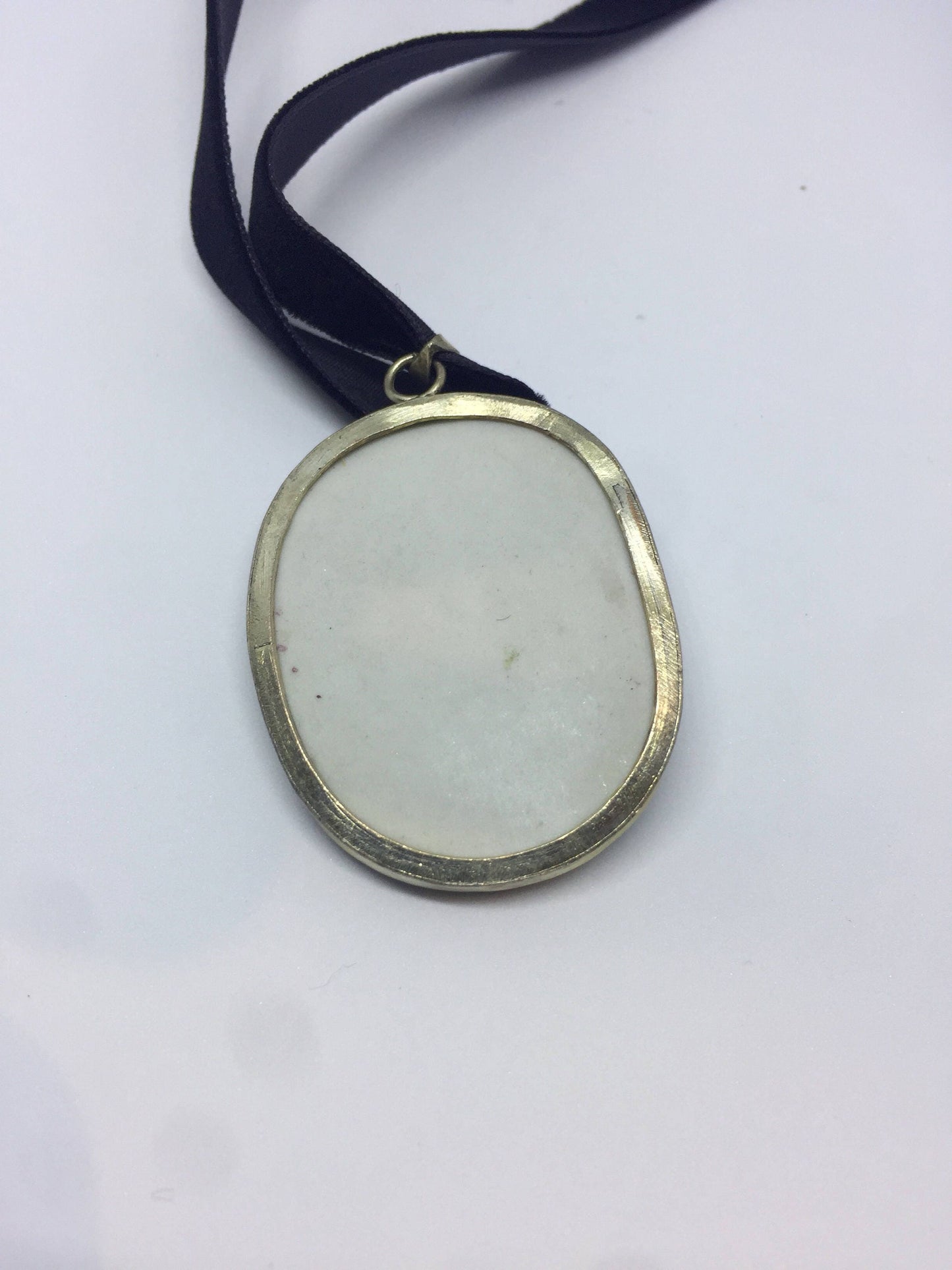 Vintage Handmade painted porcelain Silver Pendant