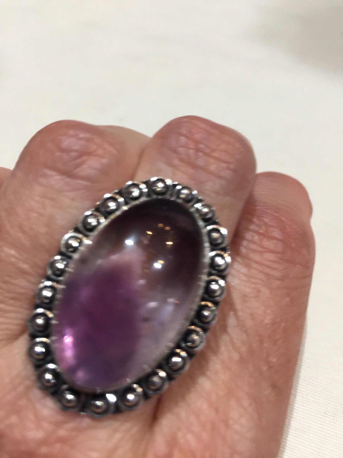 Vintage Purple Amethyst Cocktail Ring Adjustable Statement