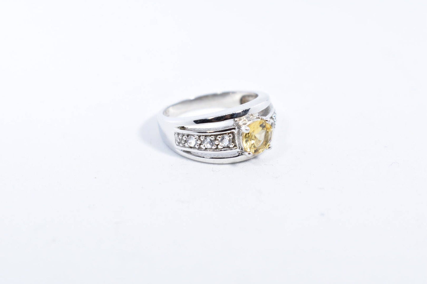 Vintage Golden Citrine Ring 925 Sterling Silver