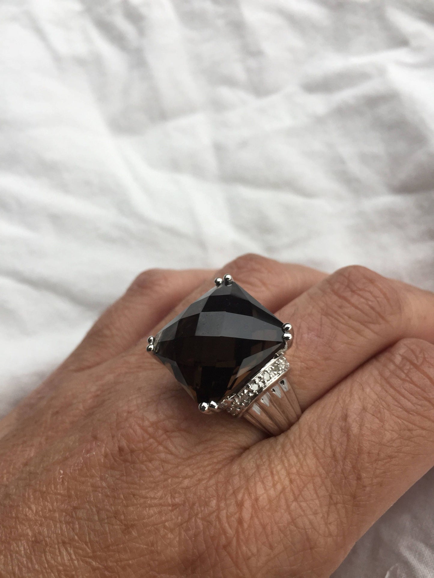 Vintage Smoky Topaz Ring 925 Sterling Silver