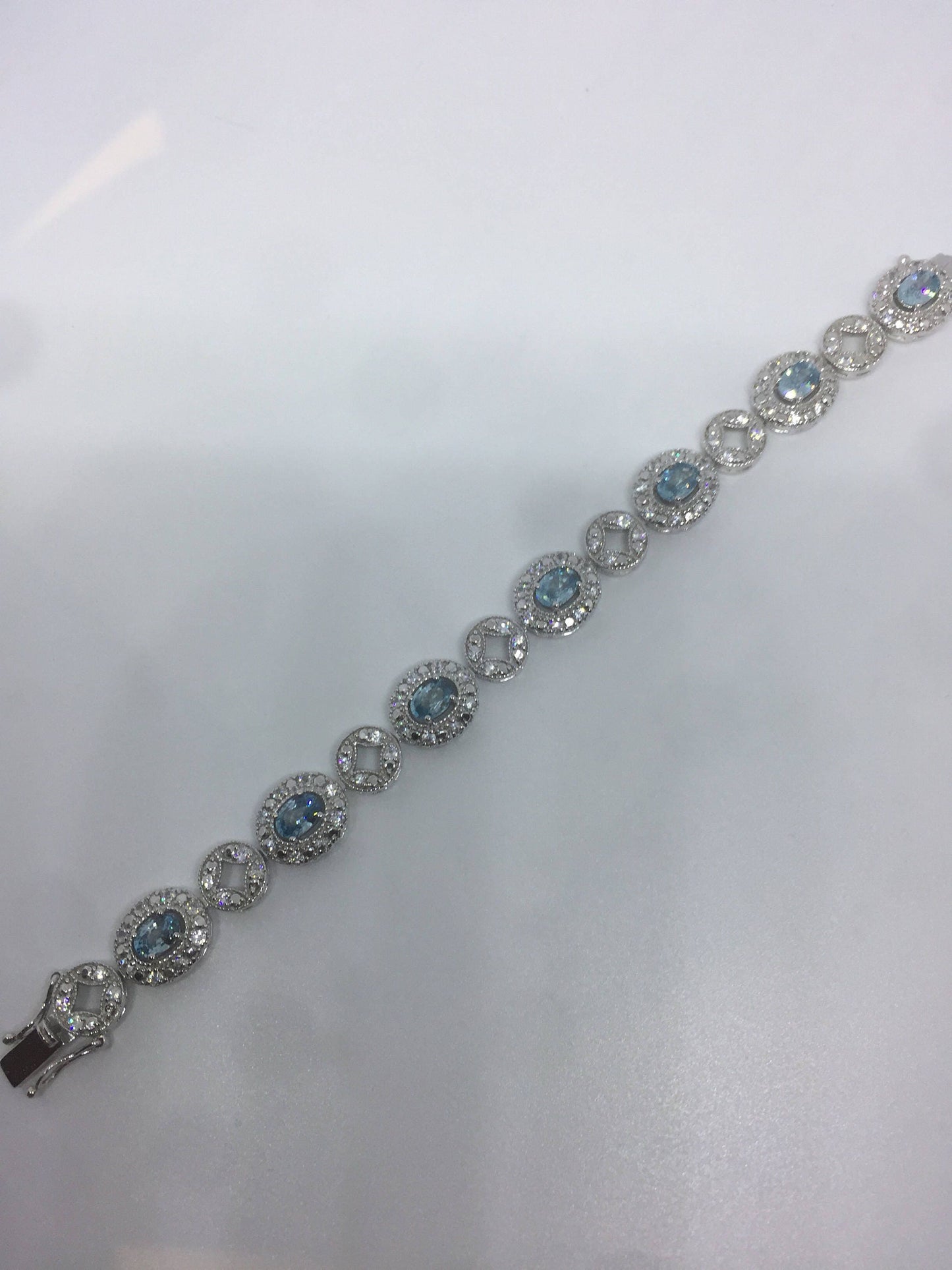 Handmade Genuine Blue Topaz 925 Sterling Silver Tennis Bracelet