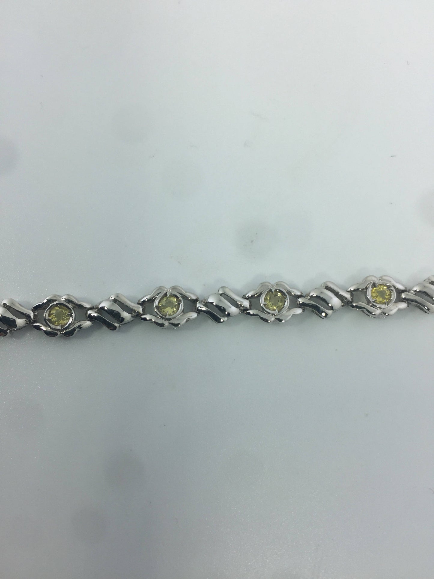 Vintage Gold Citrine Bracelet 925 Sterling Silver Tennis