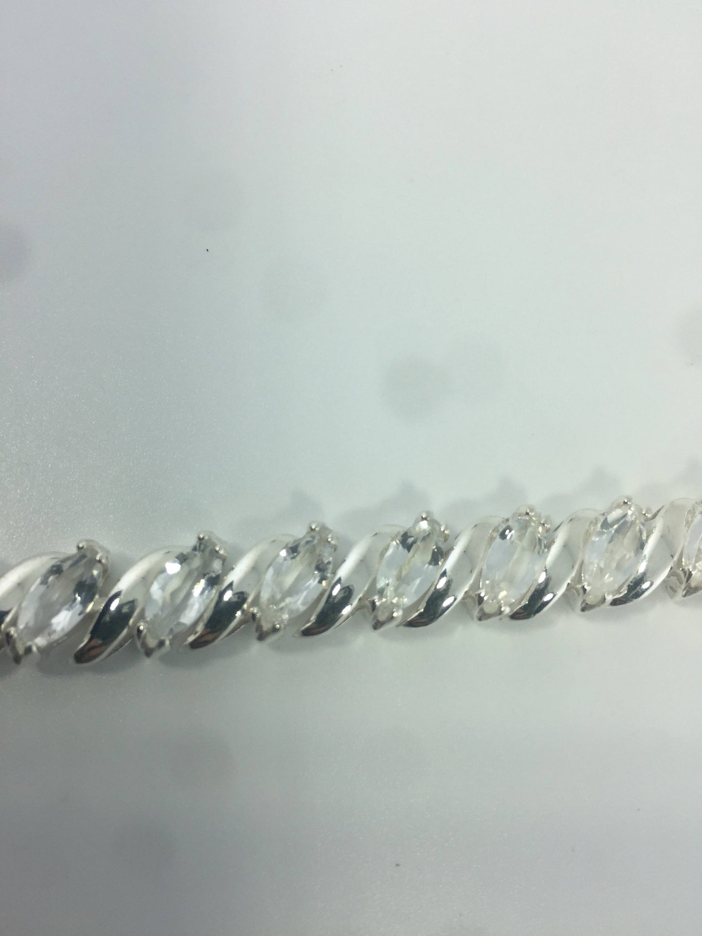 Handmade Genuine White Sapphires 925 Sterling Silver Tennis Bracelet