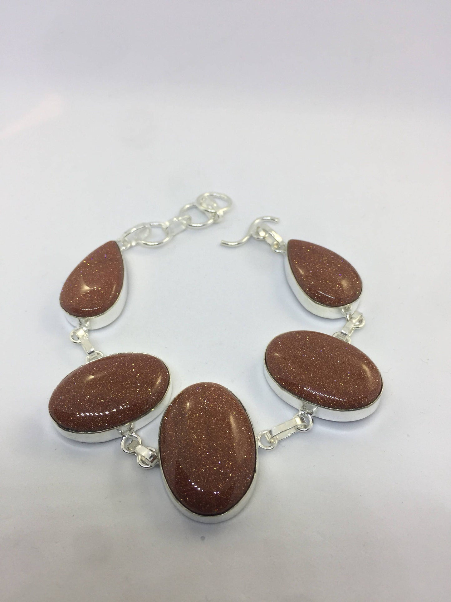Vintage Goldstone Silver Toggle Bracelet