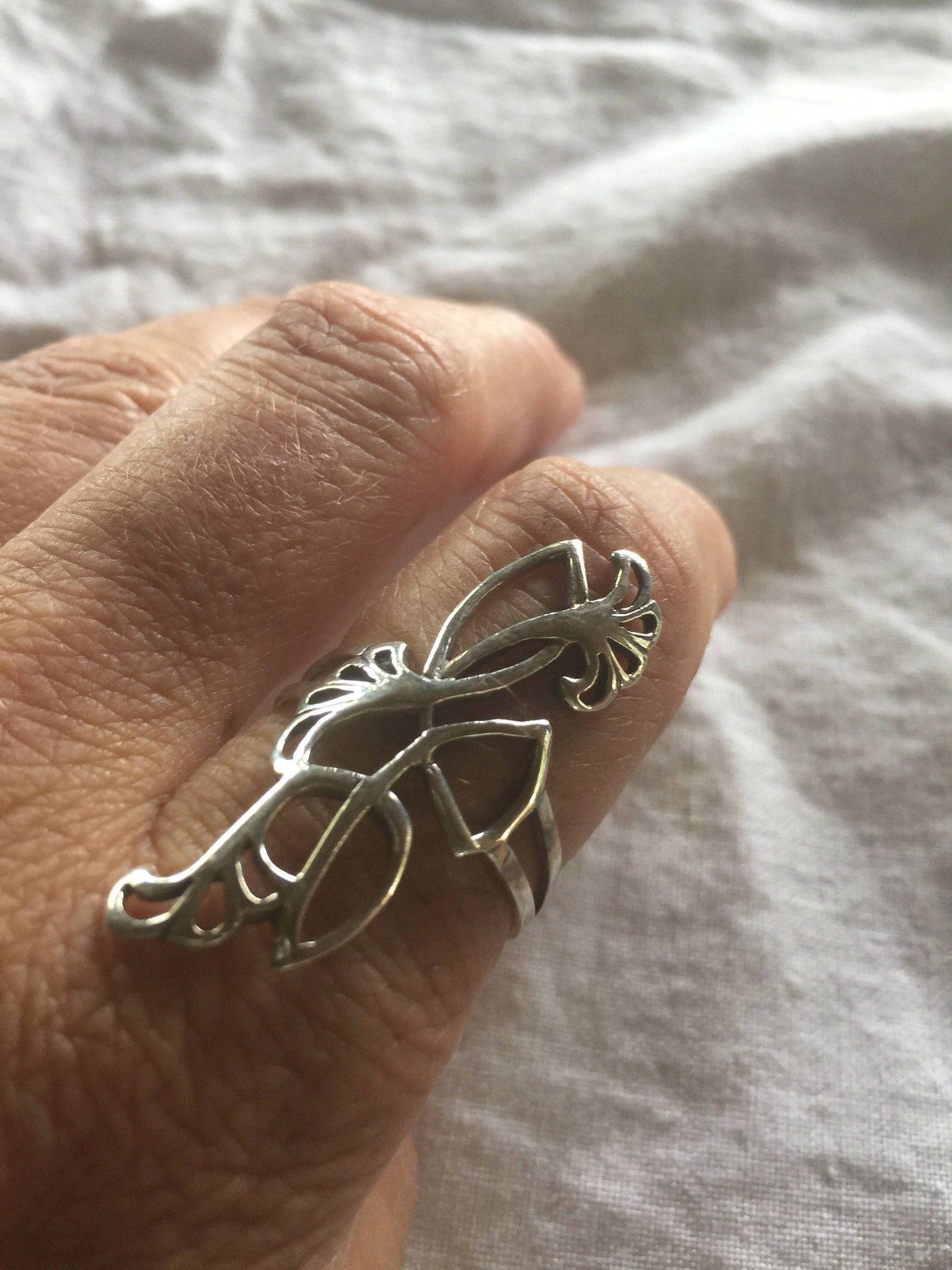 Vintage 925 Sterlin Silver Flower Spoon Ring