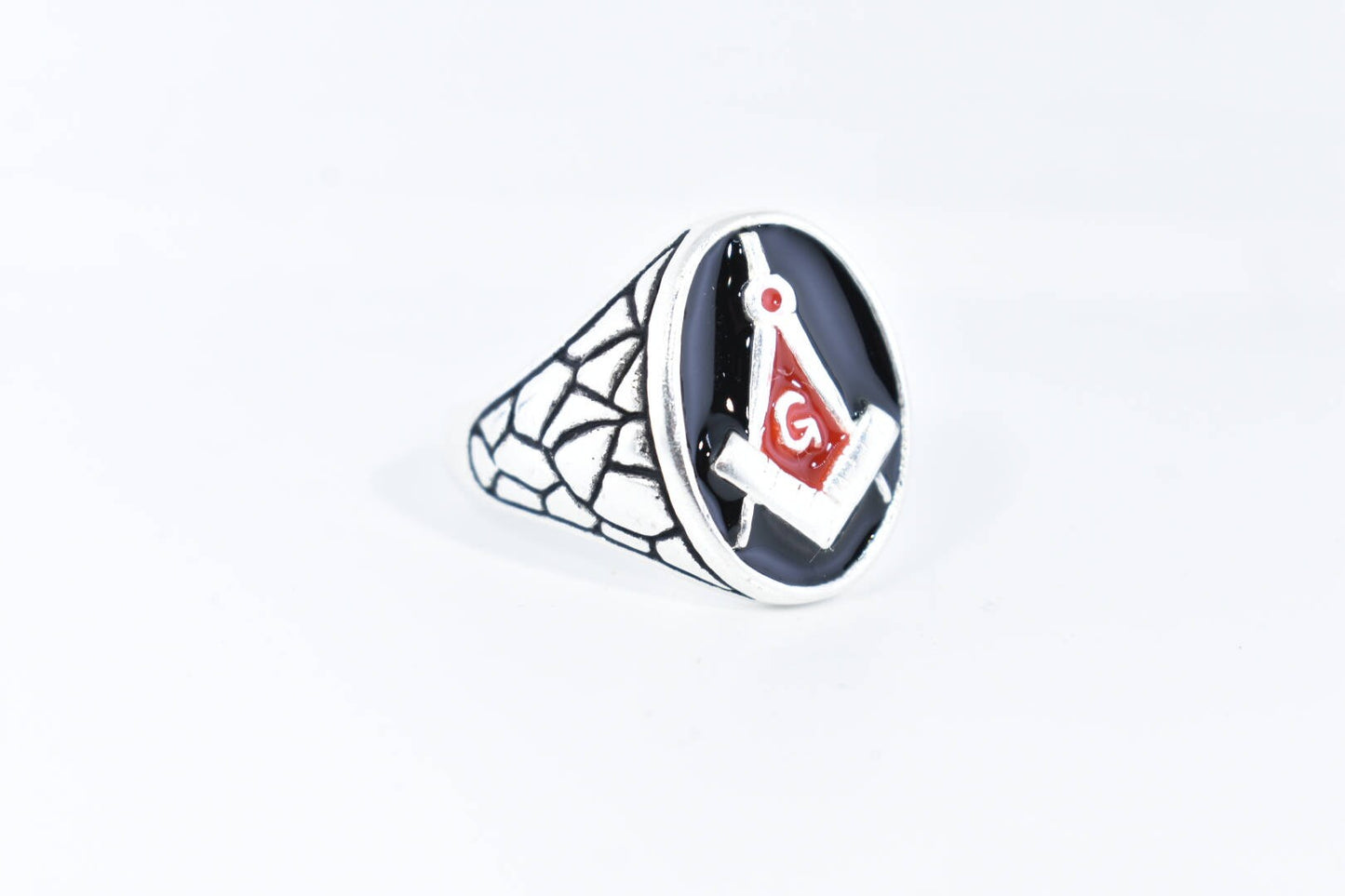 Vintage Gothic Stainless Steel Free Mason G Mens Ring