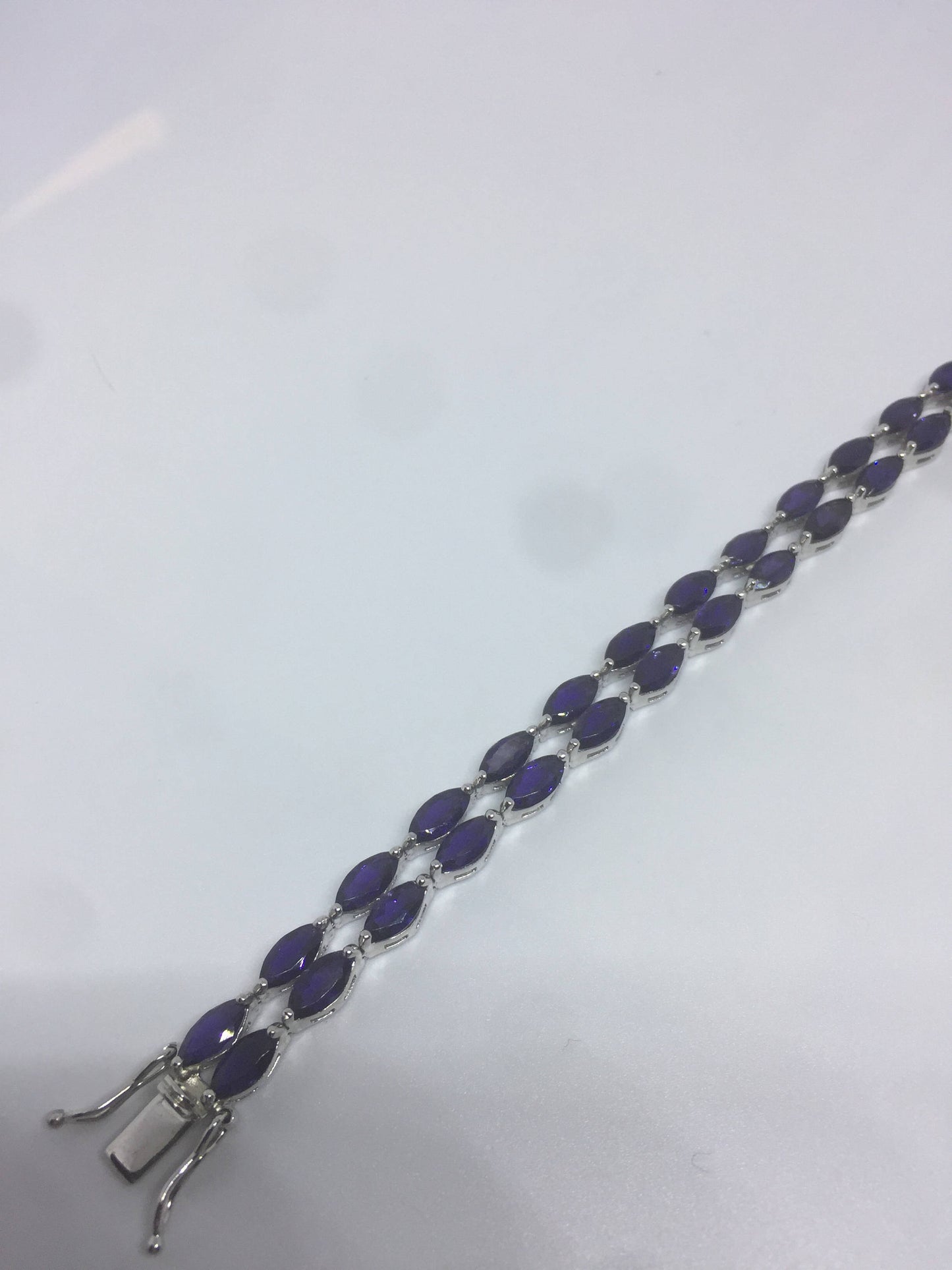 Handmade Genuine Blue Iolite 925 Sterling Silver Tennis Bracelet