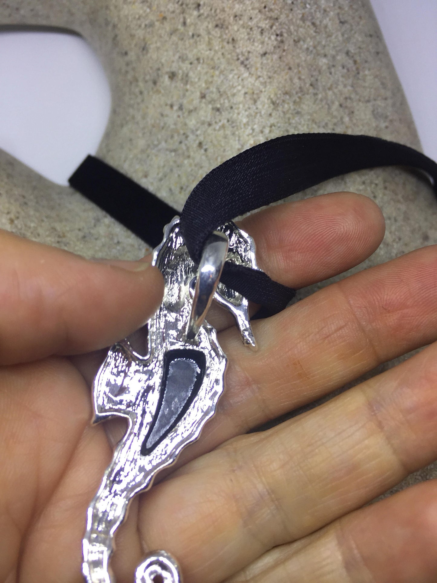 Blue Handmade Gothic Styled Silver Finished Genuine Facetted Antique Abalone Choker Necklace