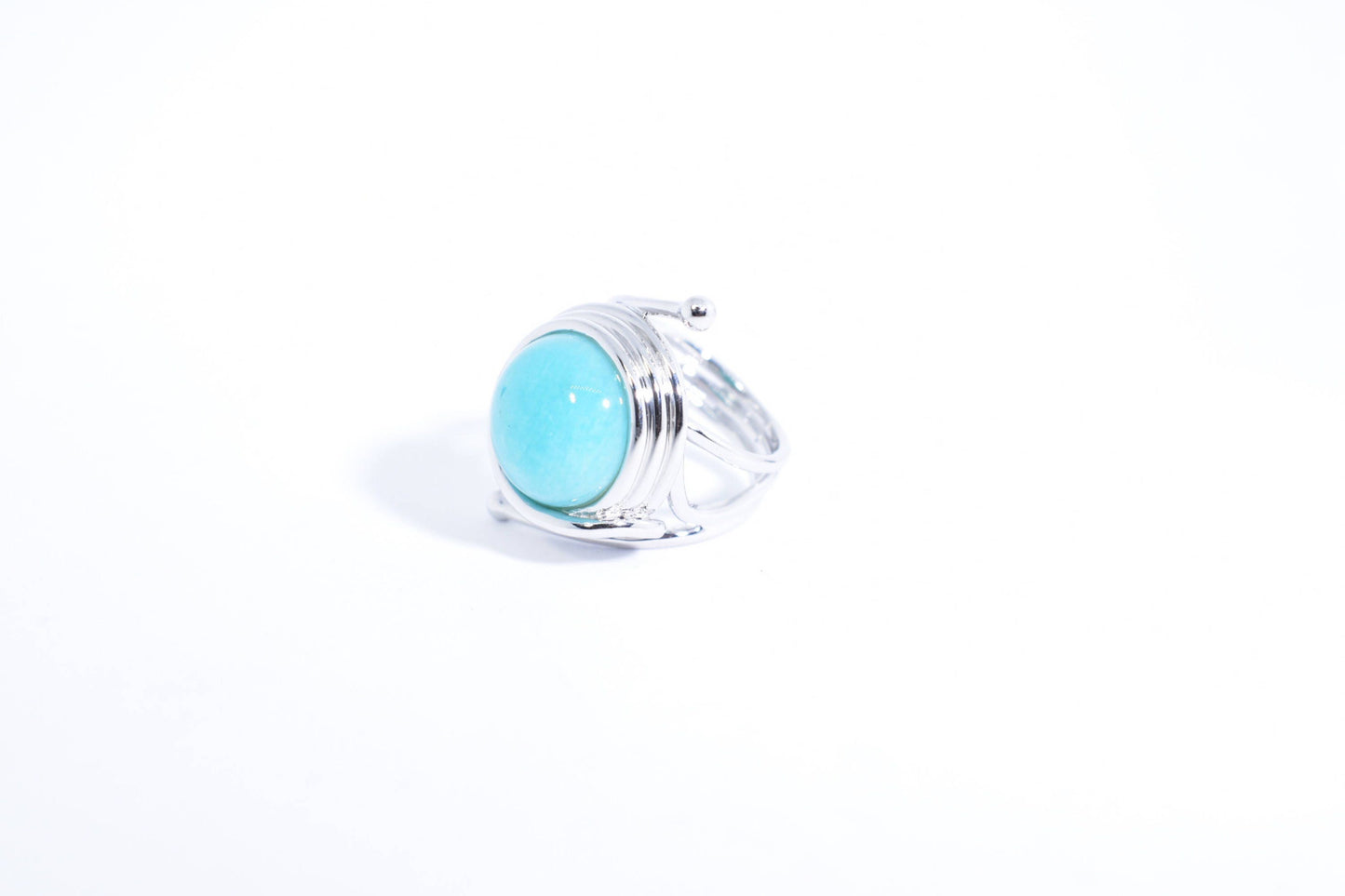 Vintage Genuine Blue Amazonite 925 Sterling Silver Ring