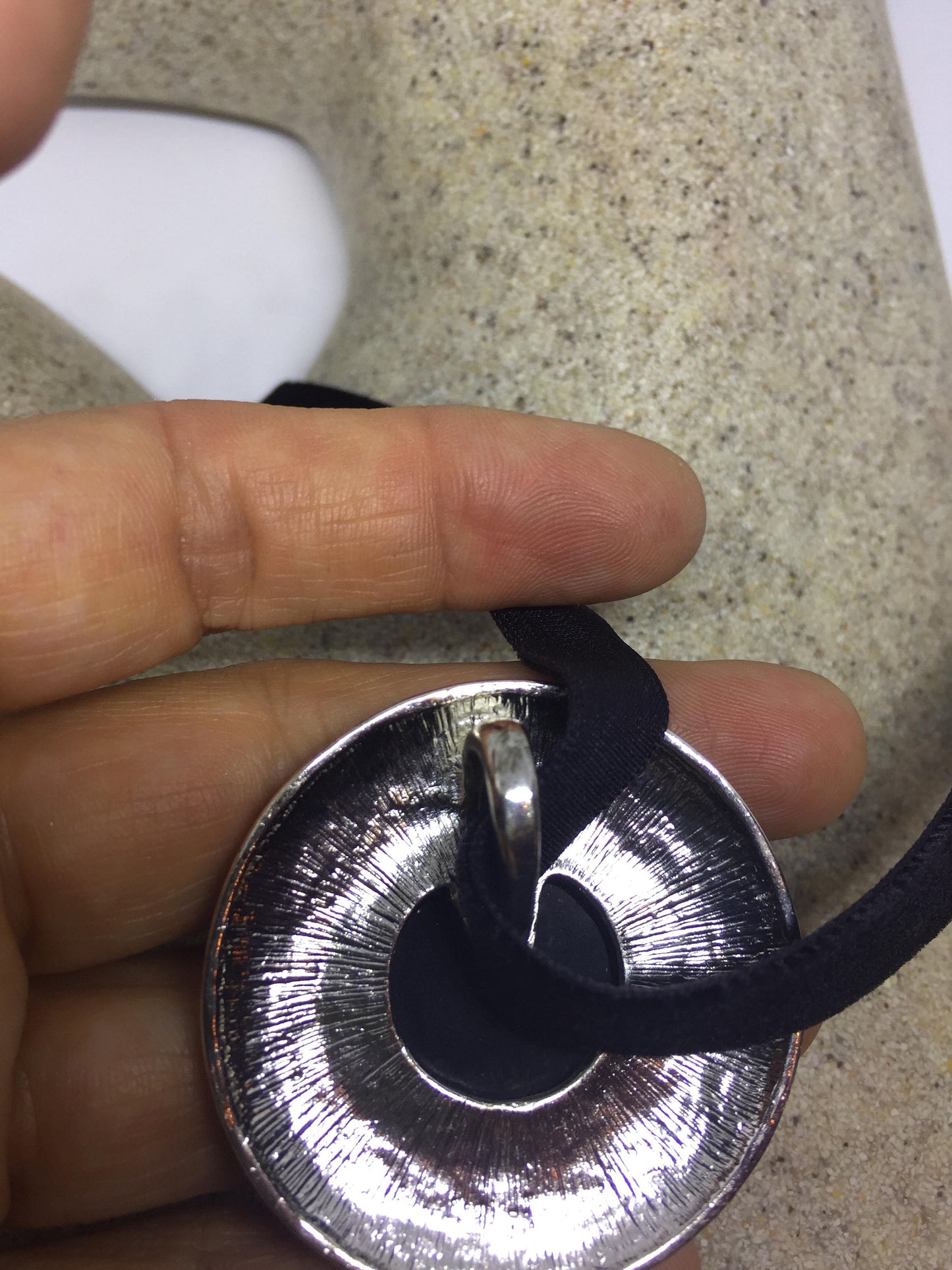 Blue Handmade Gothic Styled Silver Finished Genuine Facetted Antique Abalone Choker Necklace