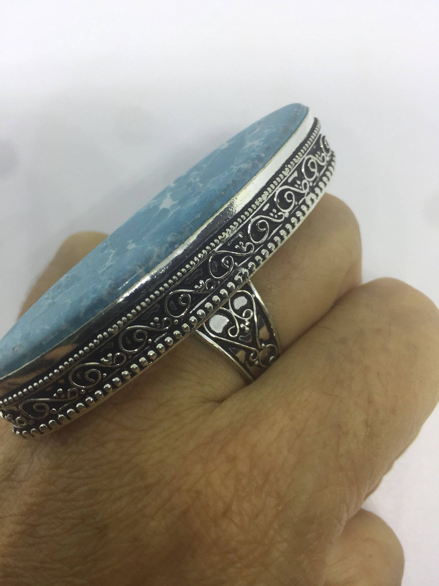 Vintage Blue Genuine Larimar2.5 in Ring