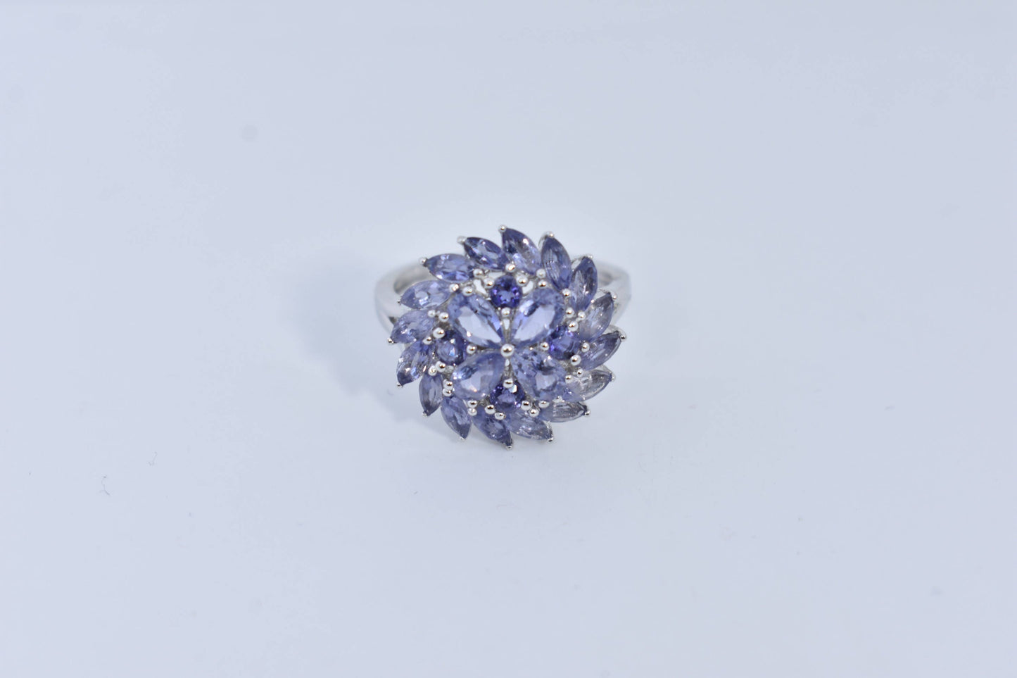 Vintage Blue Tanzanite 925 Sterling Silver Gothic Cocktail Ring