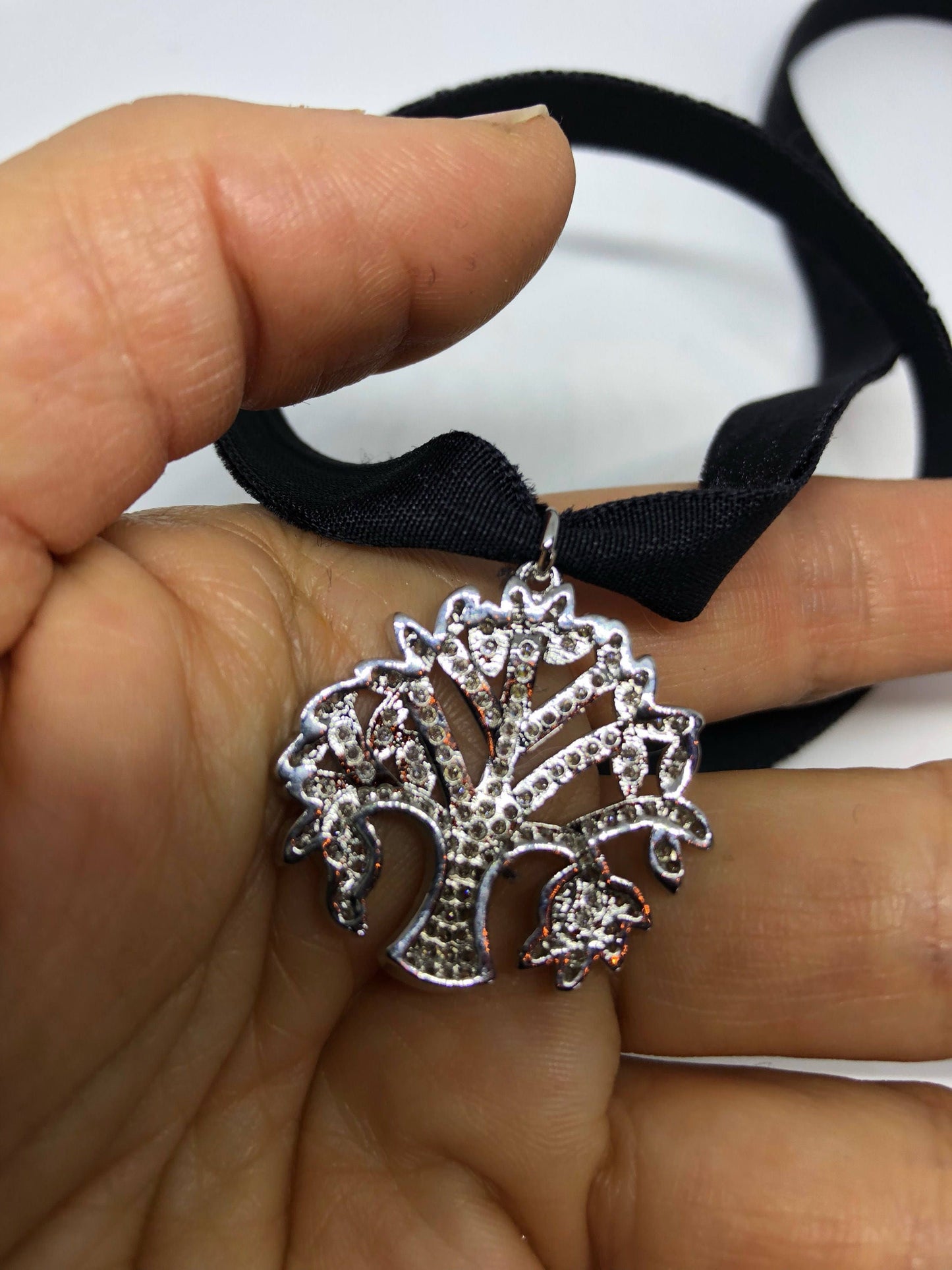 Vintage Handmade Tree of Life Amulet Silver White Bronze Pendant