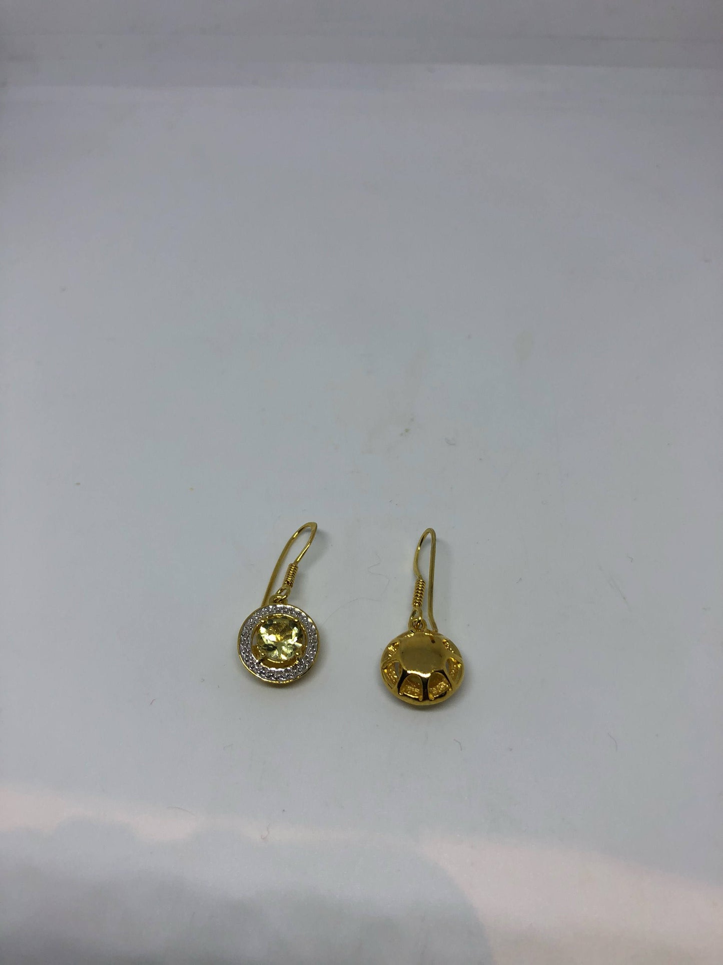 Vintage Citrine Earrings Golden 925 Sterling Silver Deco Dangle