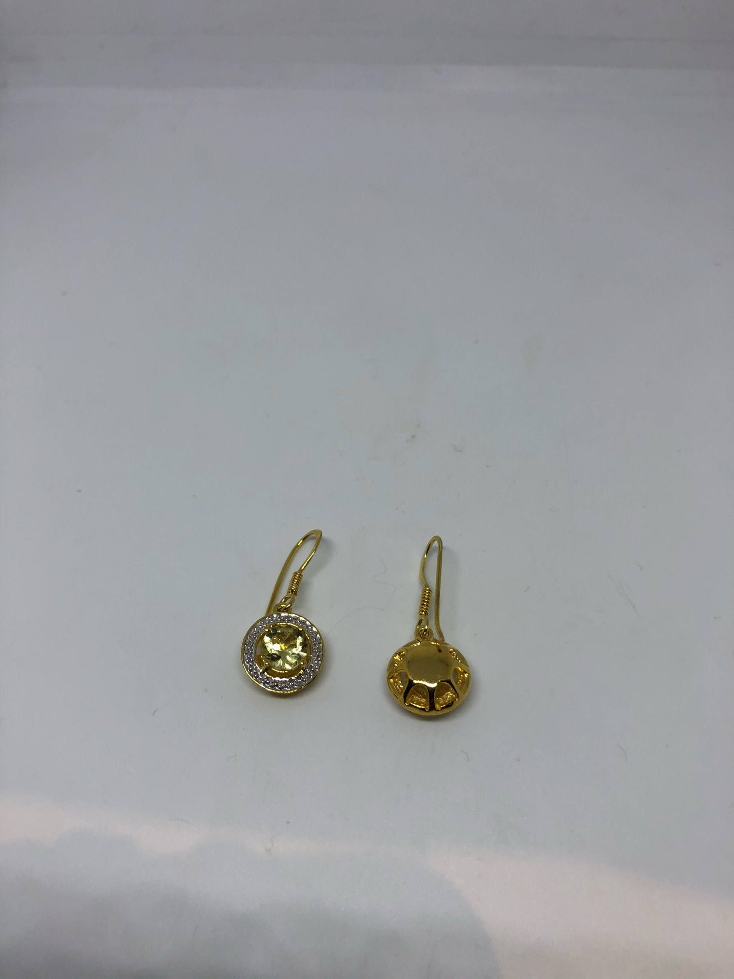 Vintage Citrine Earrings Golden 925 Sterling Silver Deco Dangle