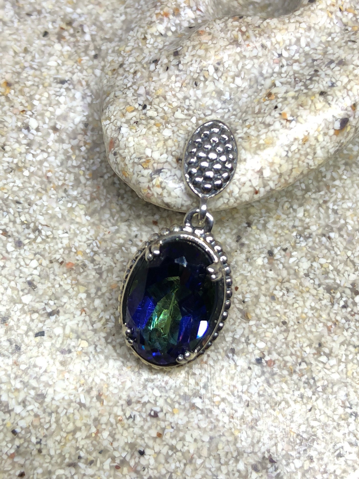 Vintage Handmade 925 Sterling Silver Blue Mystic Topaz Earrings