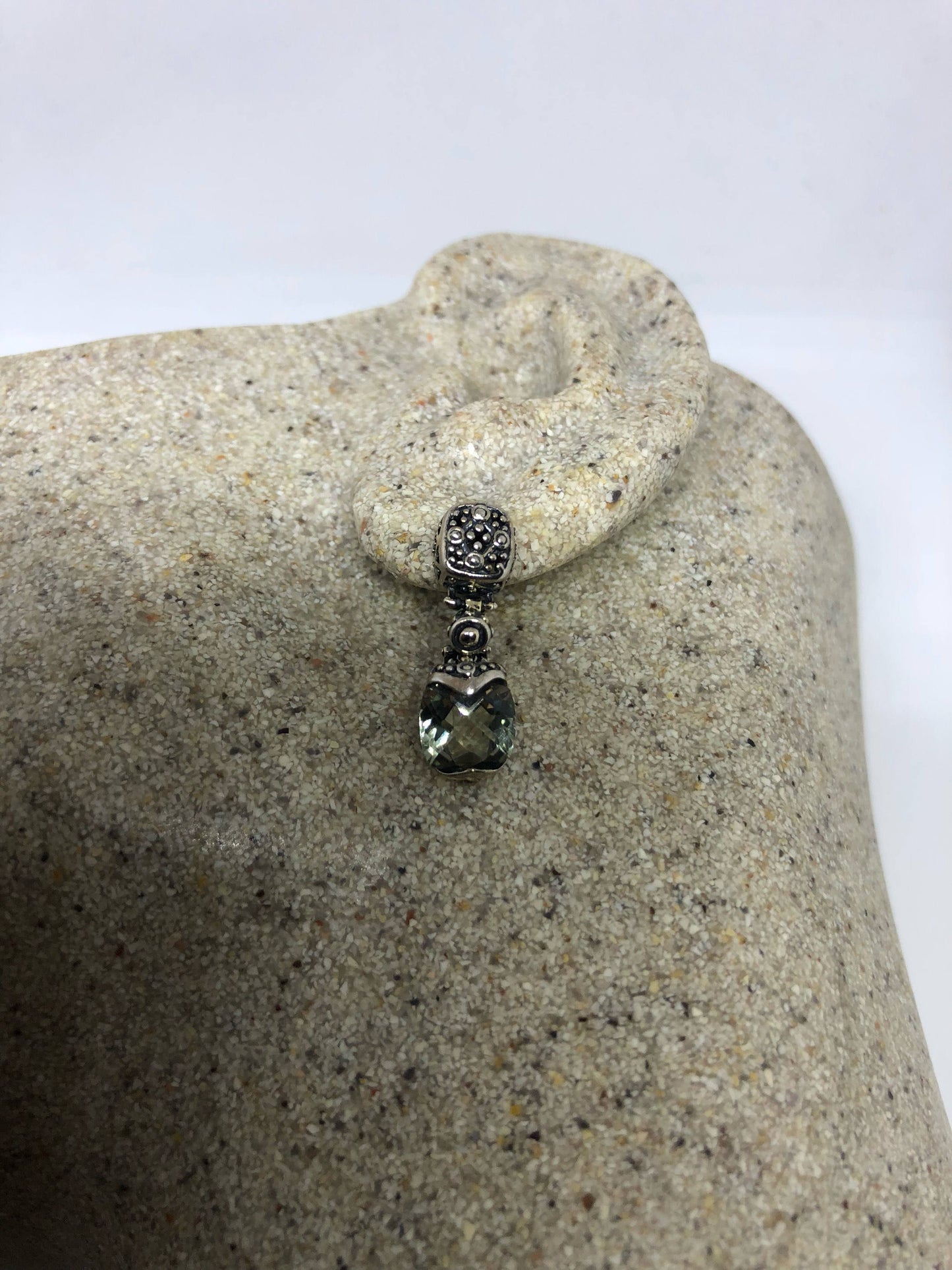 Vintage Genuine Green Amethyst 925 Sterling Silver Chandelier Dangle Earrings