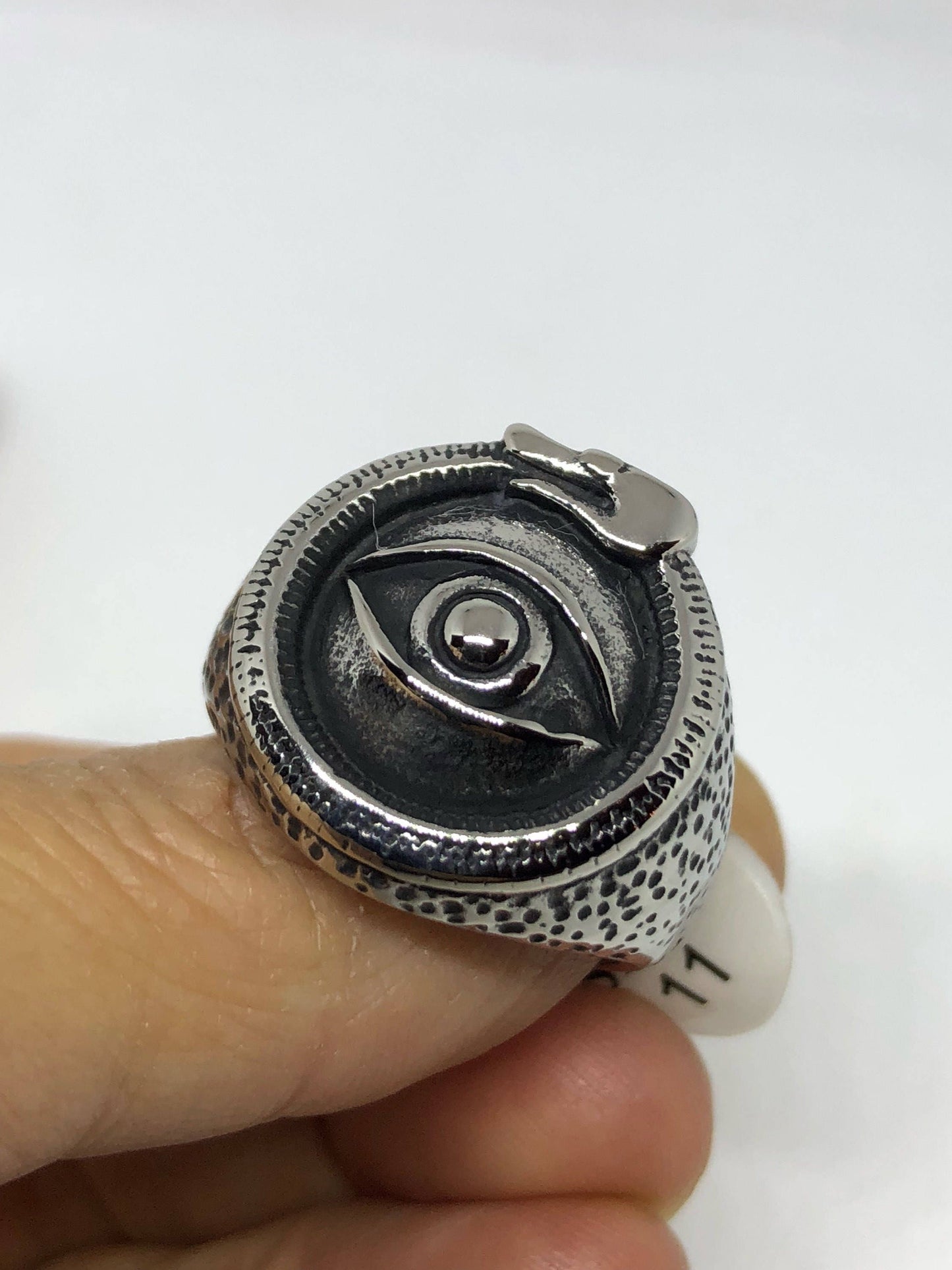 Vintage Gothic Stainless Steel Illuminati Eye Infinity Snake Mens Ring