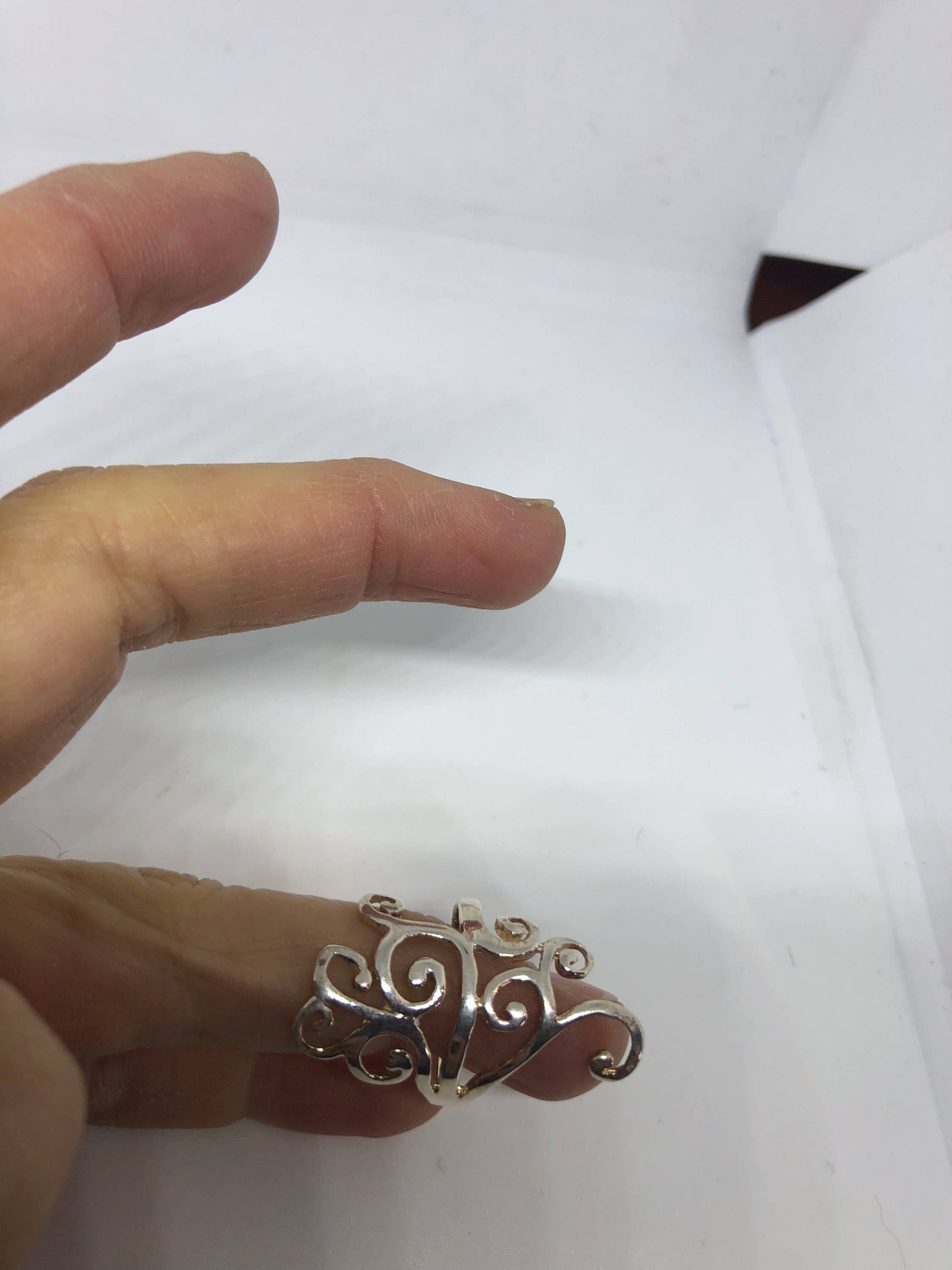 Vintage 925 Sterlin Silver Flower Spoon Ring