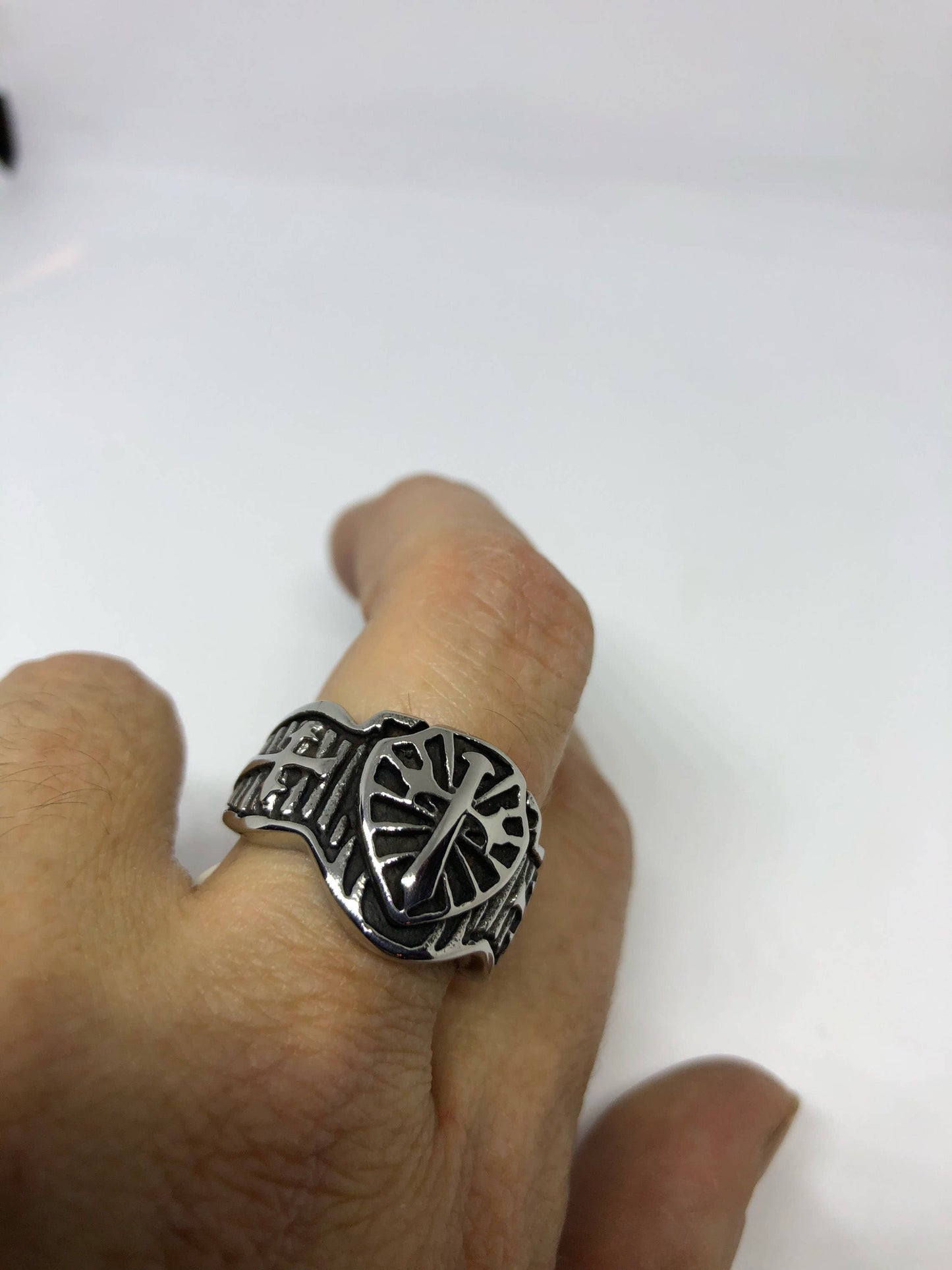Vintage Gothic Cross Dagger Mens Ring