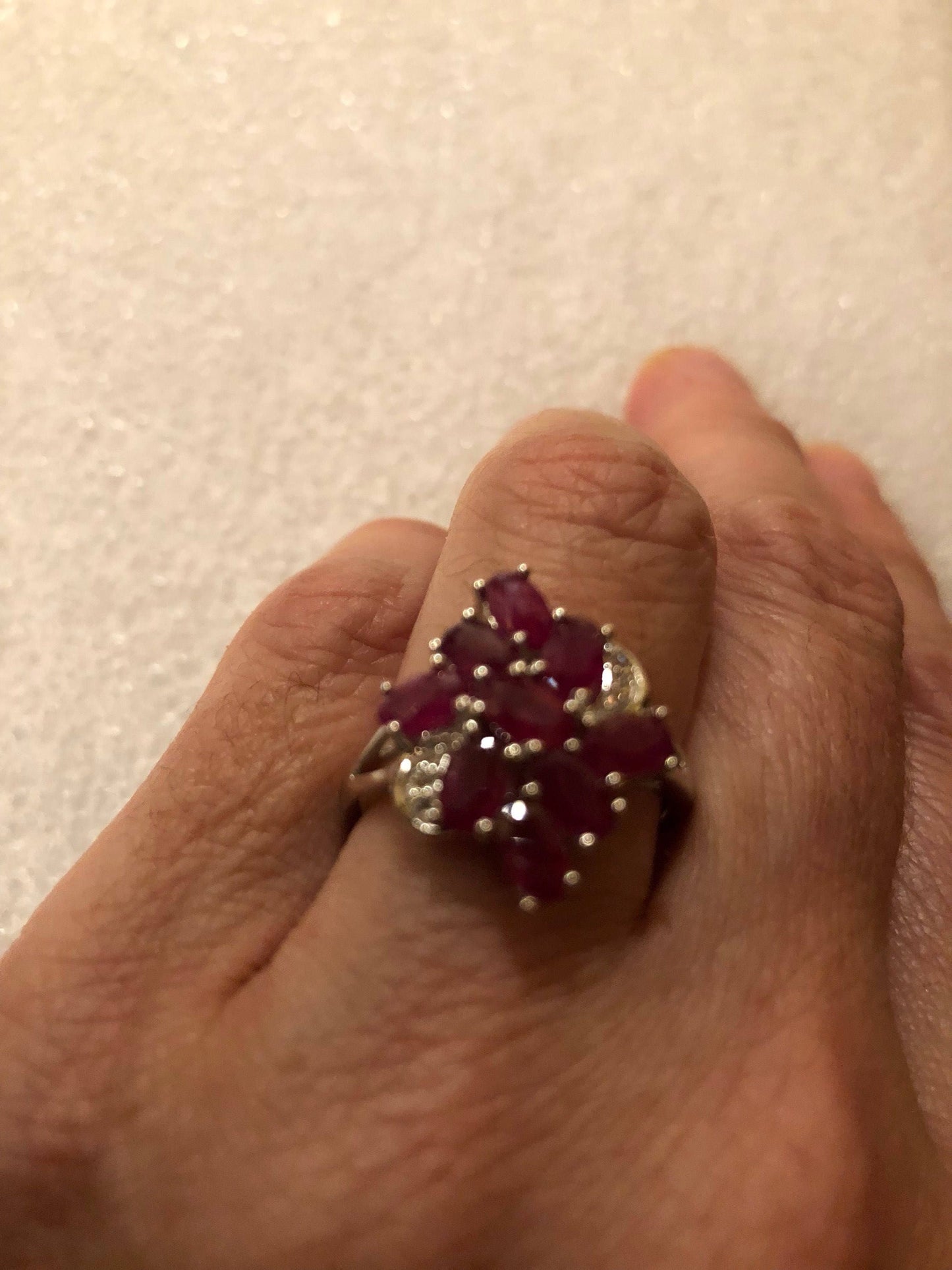 Vintage Pink Ruby Sterling Silver Cocktail Ring