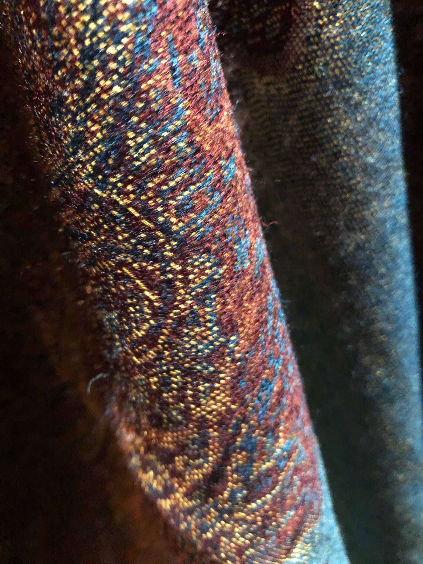 Vintage Burgundy Red Blue Paisley Brocade Pashmina Scarf Wrap