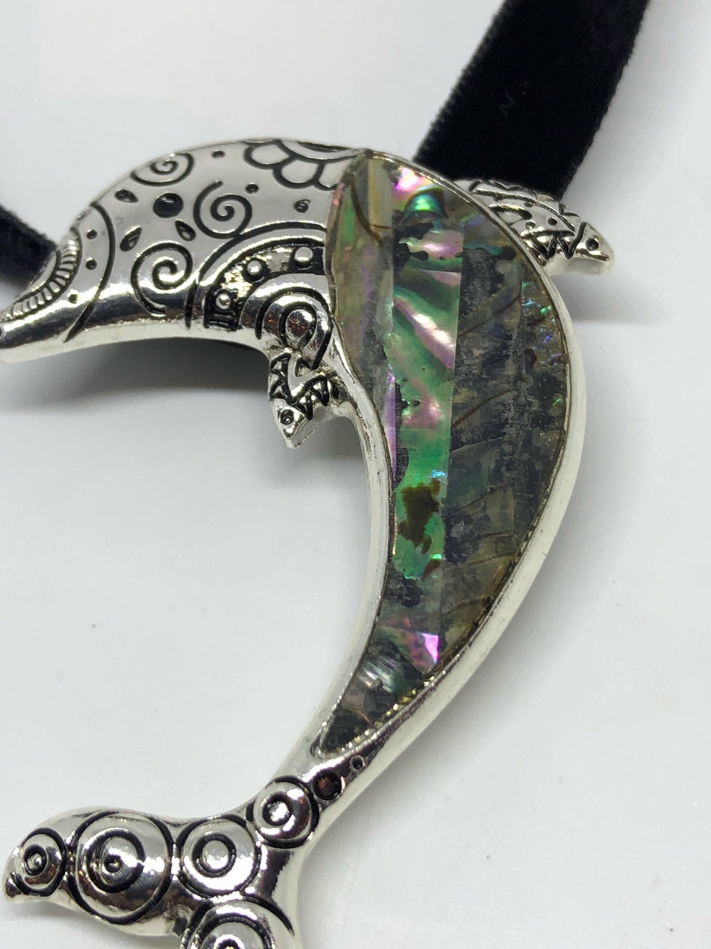 Blue Handmade Gothic Styled Silver Finished Genuine Abalone Dolphin Choker Necklace