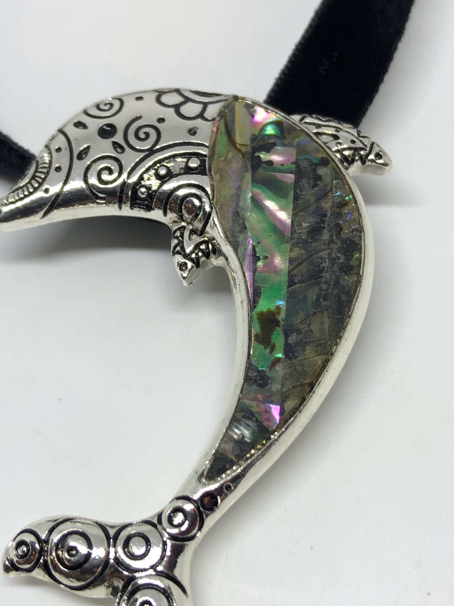 Blue Handmade Gothic Styled Silver Finished Genuine Abalone Dolphin Choker Necklace