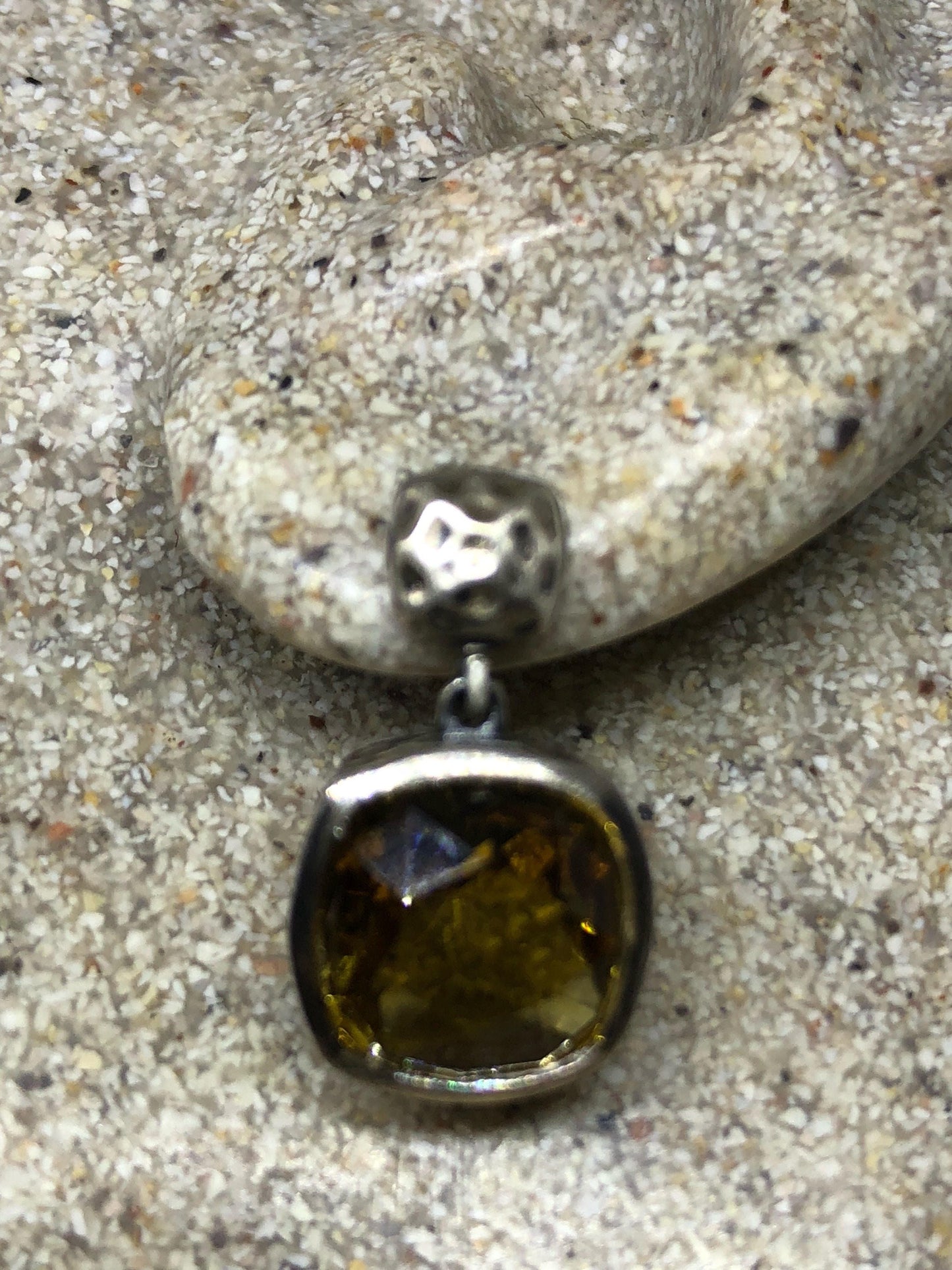 Vintage Genuine Citrine Gemstone 925 Sterling Silver Drop Earrings